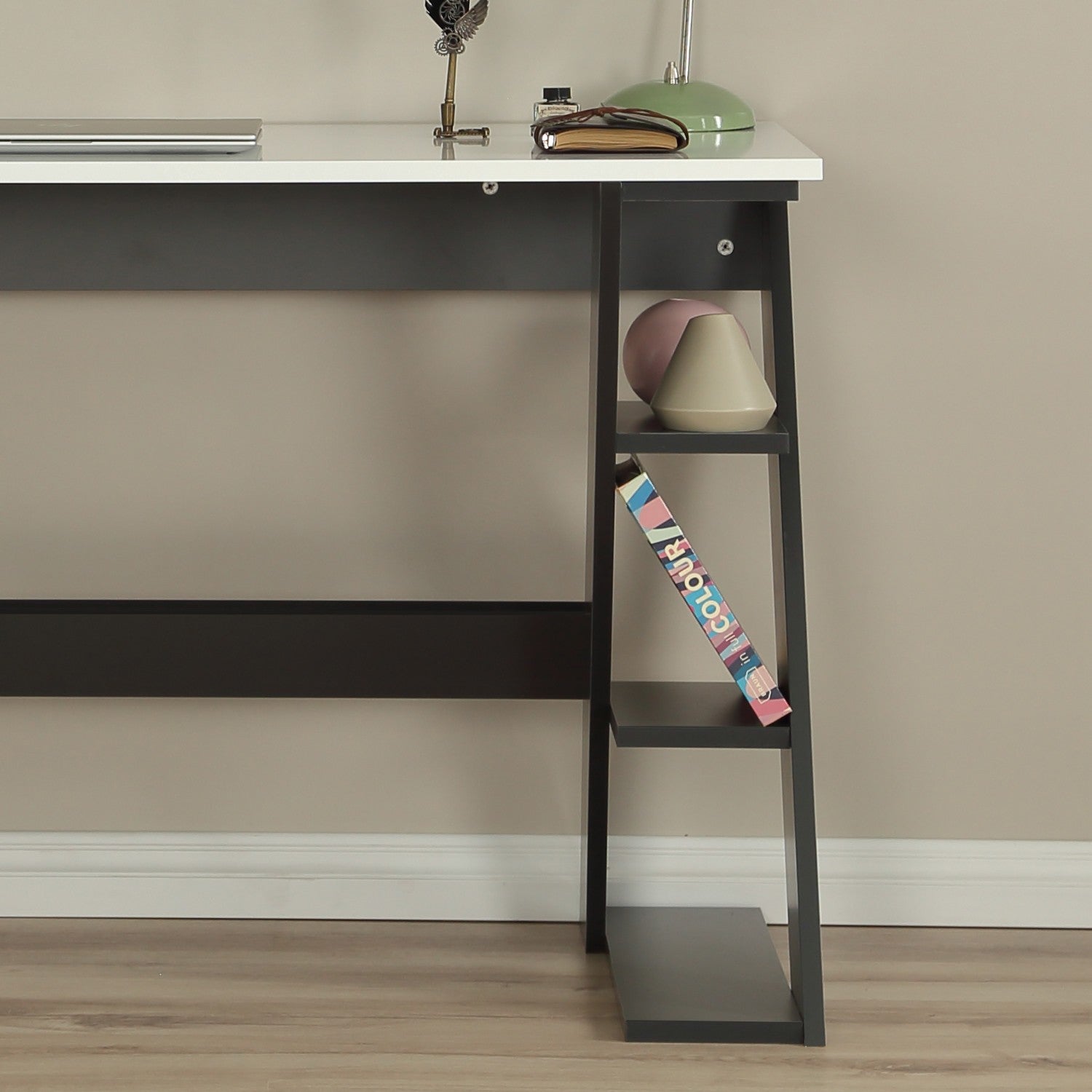 Secretária de Estudo – 140 cm x 73 cm x 60 cm – Antracite e Branco – Aglomerado