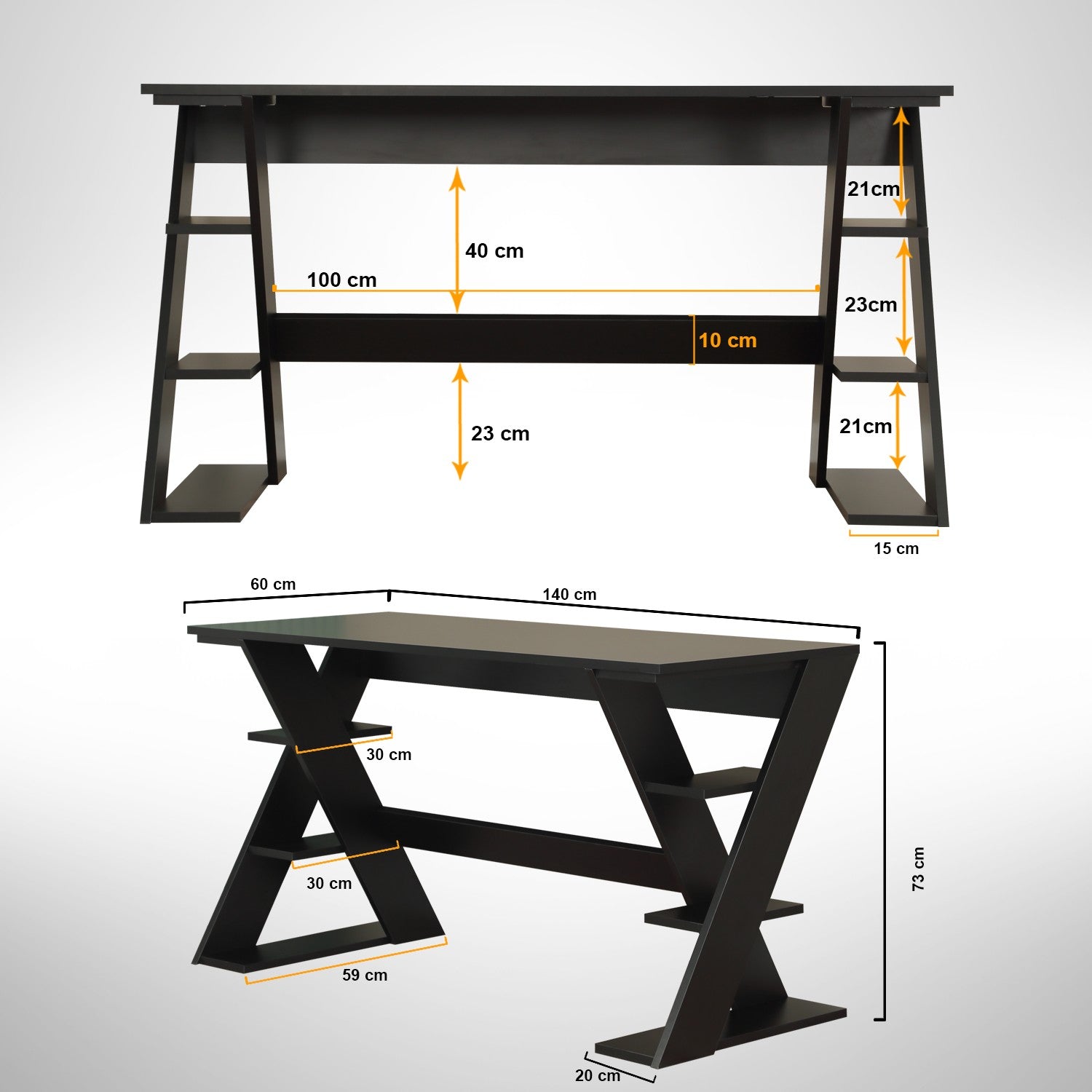 Secretária de Estudo – 140 cm x 73 cm x 60 cm – Preto – Aglomerado