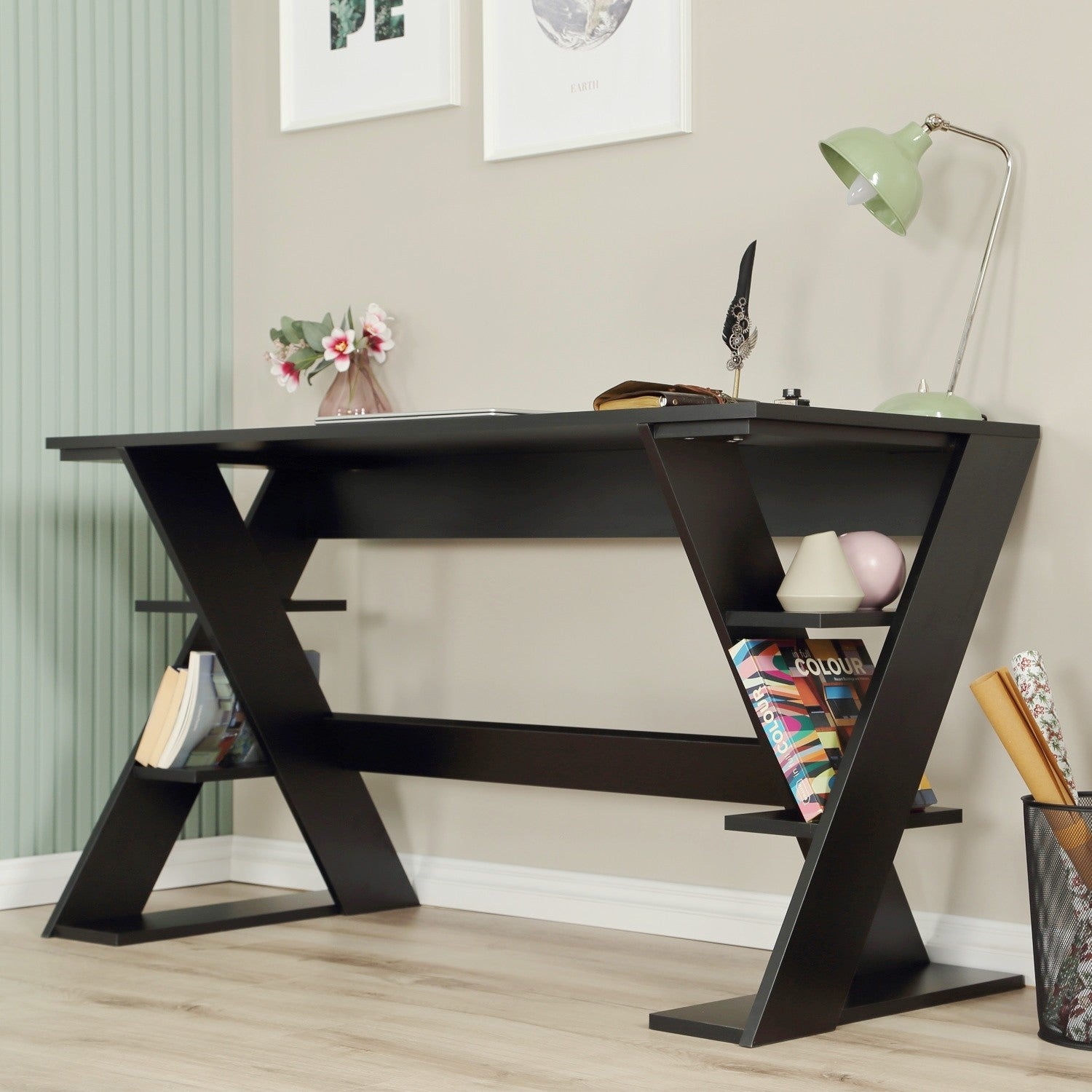 Secretária de Estudo – 140 cm x 73 cm x 60 cm – Preto – Aglomerado