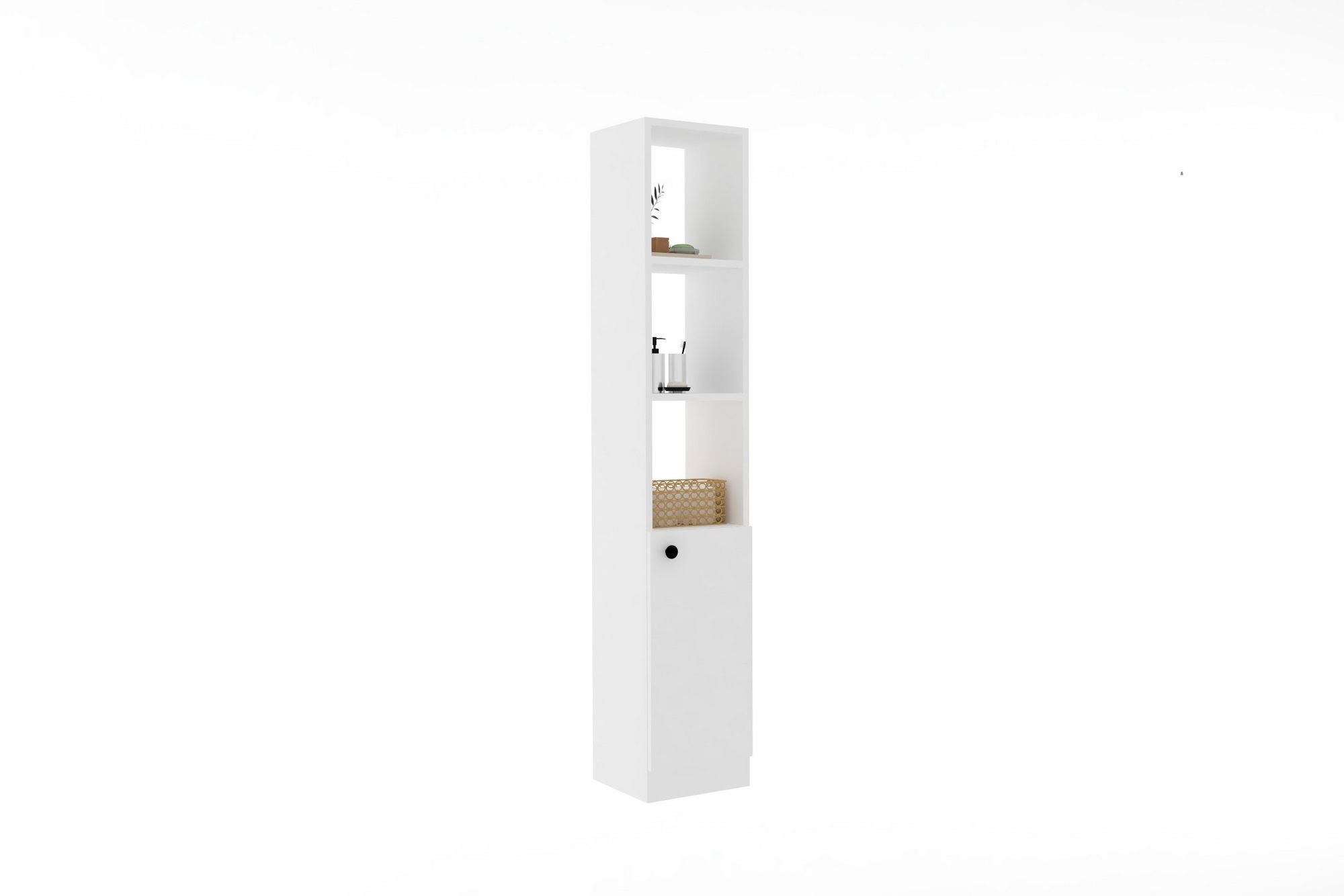 Armário de banheiro escandinavo – 30 x 170 x 29,6 cm – branco – painel de partículas revestido a melamina