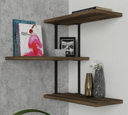Prateleira de parede moderna com estrutura de metal, nogueira e preta, 45 x 47,4 x 20 cm | 100% revestida em melamina, 18 mm de espessura | Solução de armazenamento elegante para casa e escritório