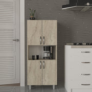 Armário de casa de banho – 59.5x140.3x29.5 cm – Travertino – Painel de partículas revestido a melamina