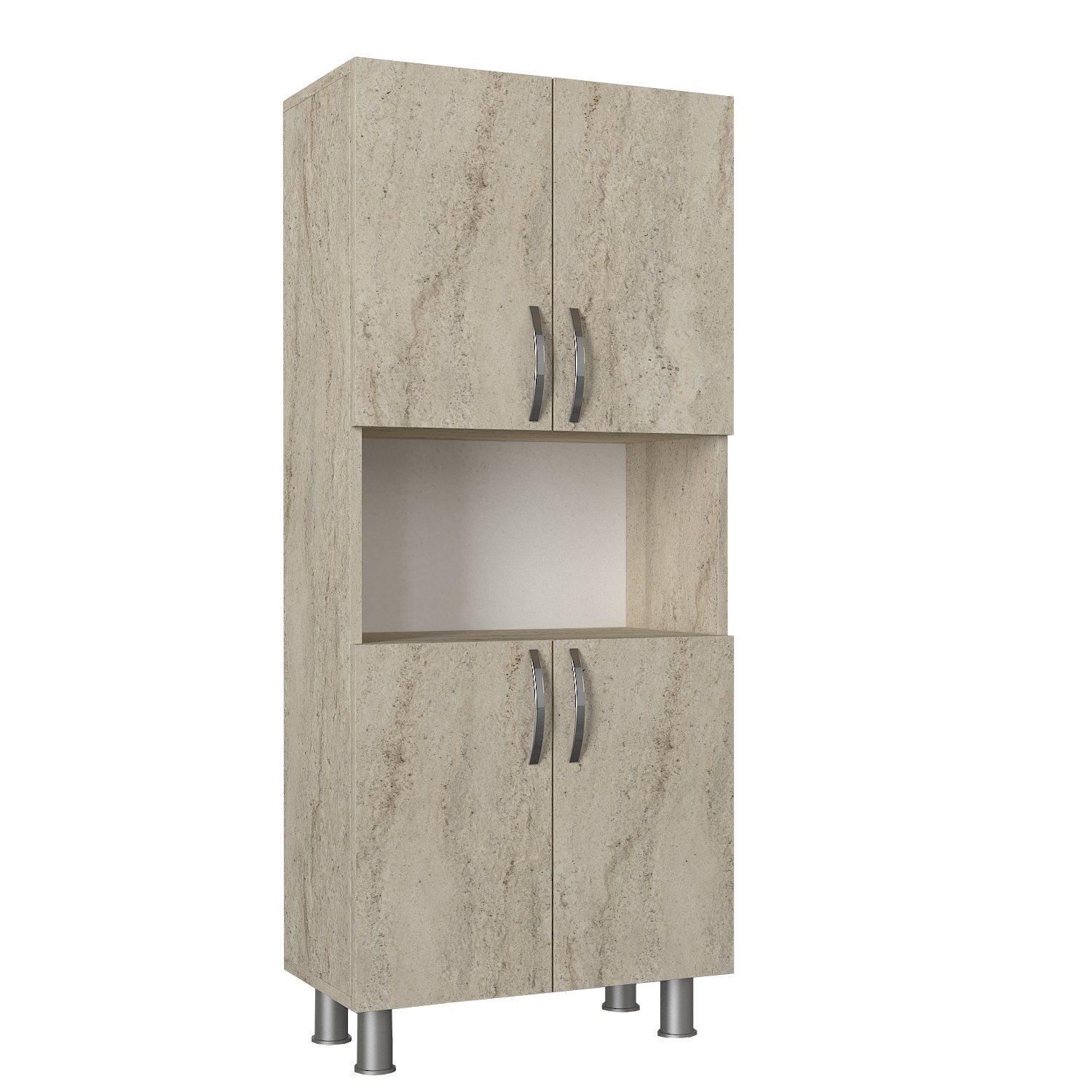 Armário de casa de banho – 59.5x140.3x29.5 cm – Travertino – Painel de partículas revestido a melamina