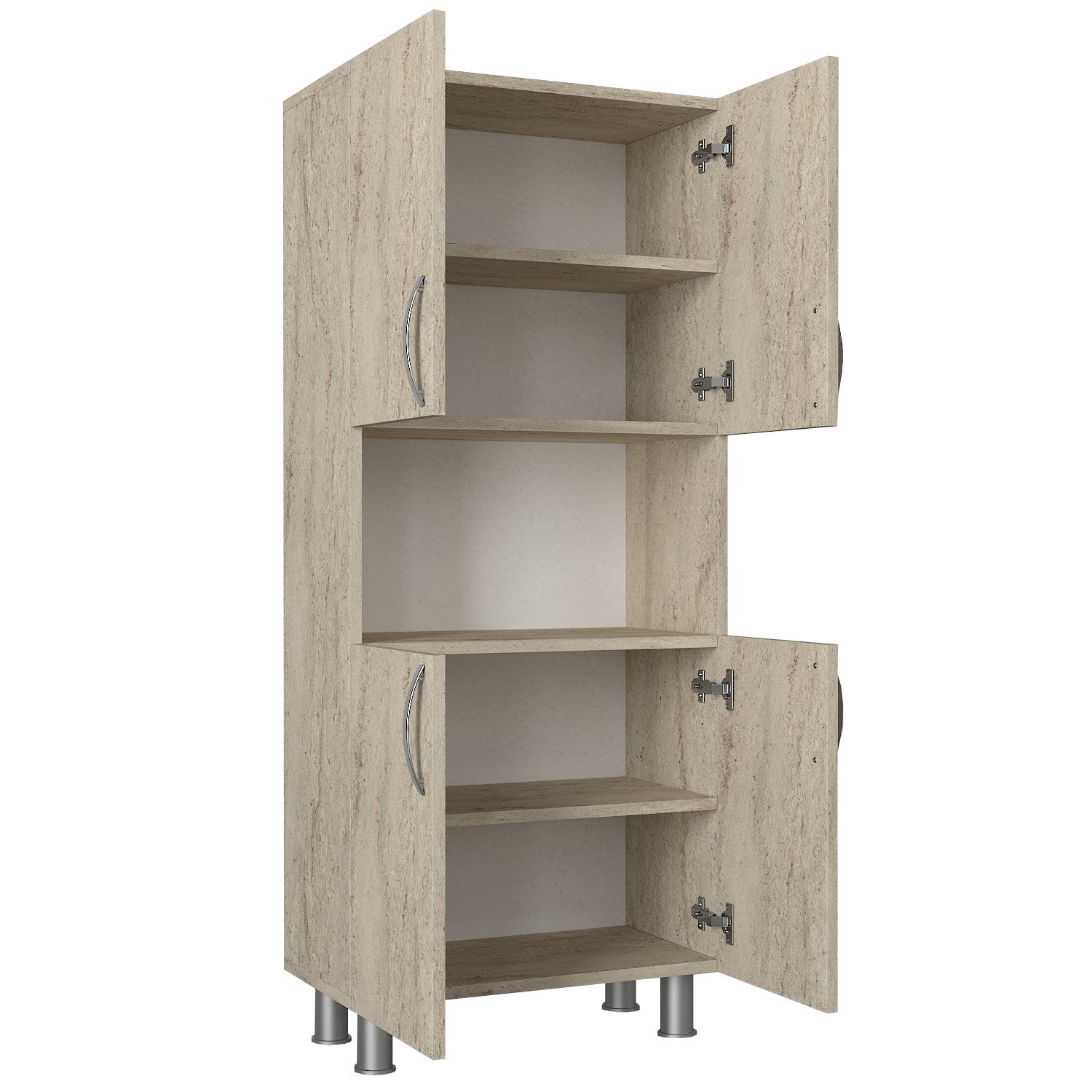 Armário de casa de banho – 59.5x140.3x29.5 cm – Travertino – Painel de partículas revestido a melamina