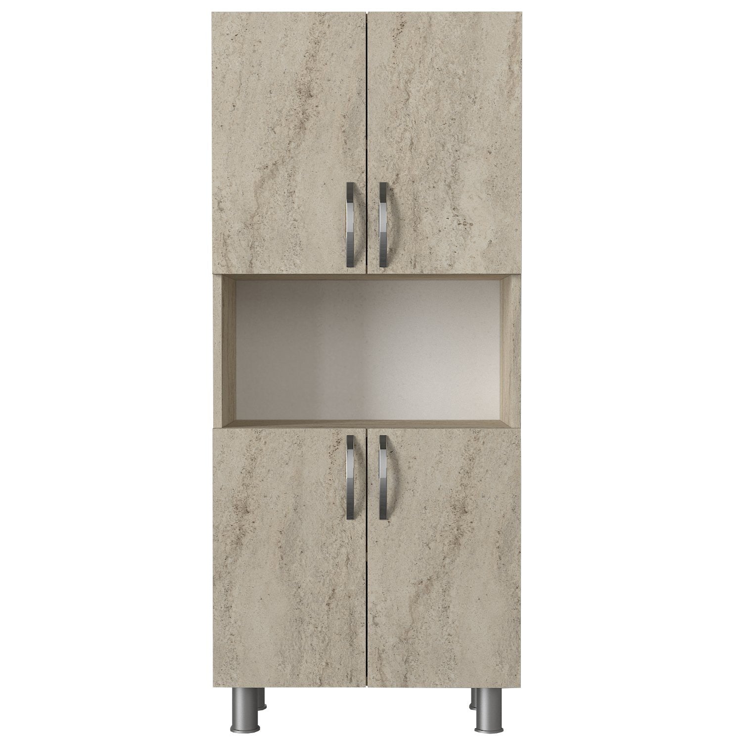 Armário de casa de banho – 59.5x140.3x29.5 cm – Travertino – Painel de partículas revestido a melamina