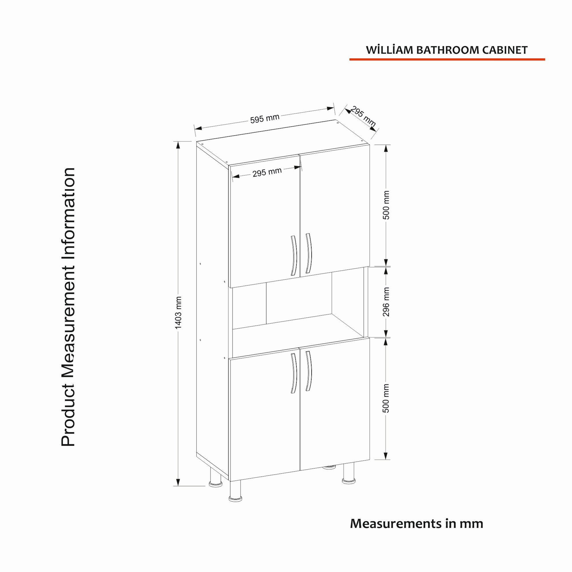 Armário de casa de banho – 59.5x140.3x29.5 cm – Travertino – Painel de partículas revestido a melamina