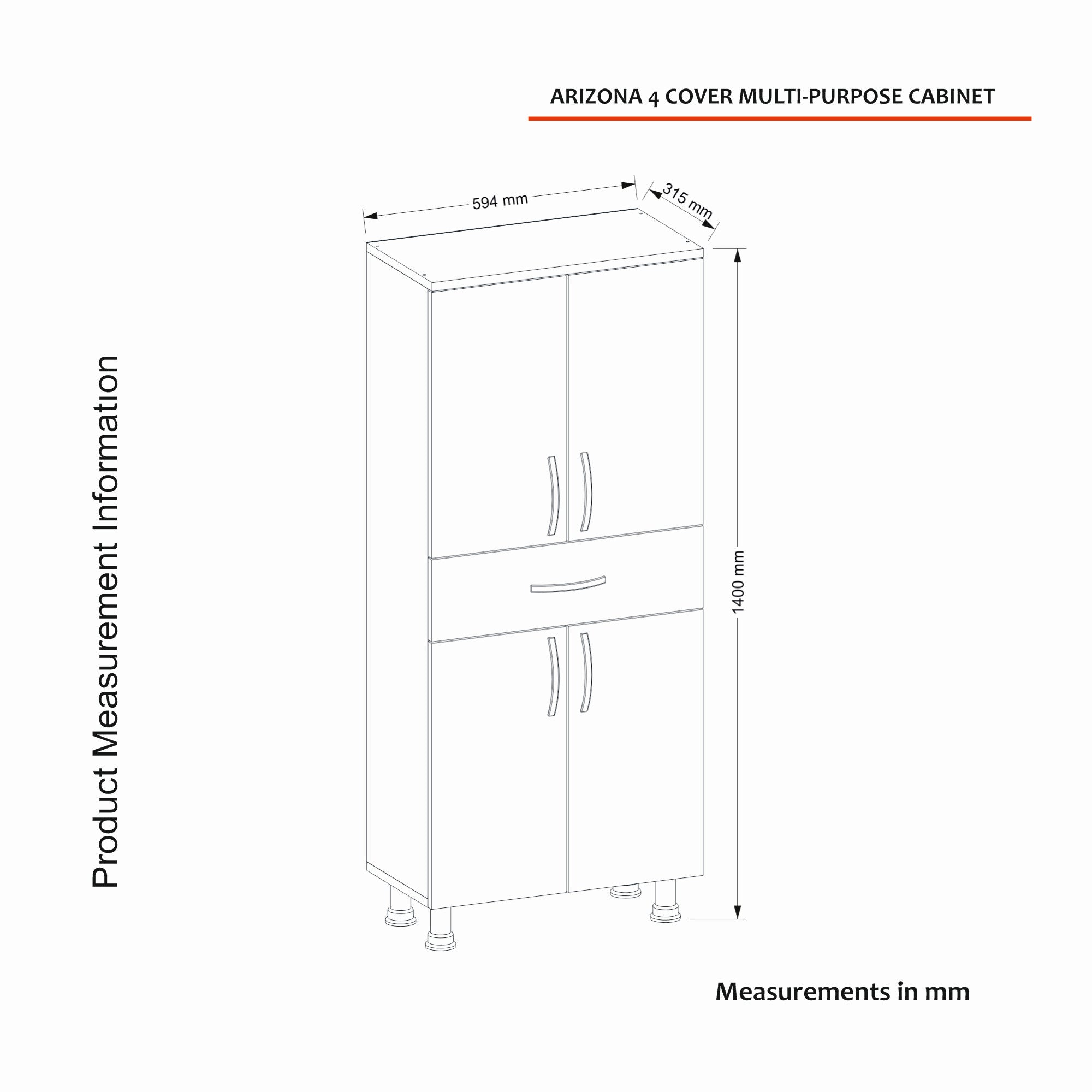 Armário de banheiro – 59,4 cm x 140 cm x 31,5 cm – Travertino – Placa de partícula revestida de melamina