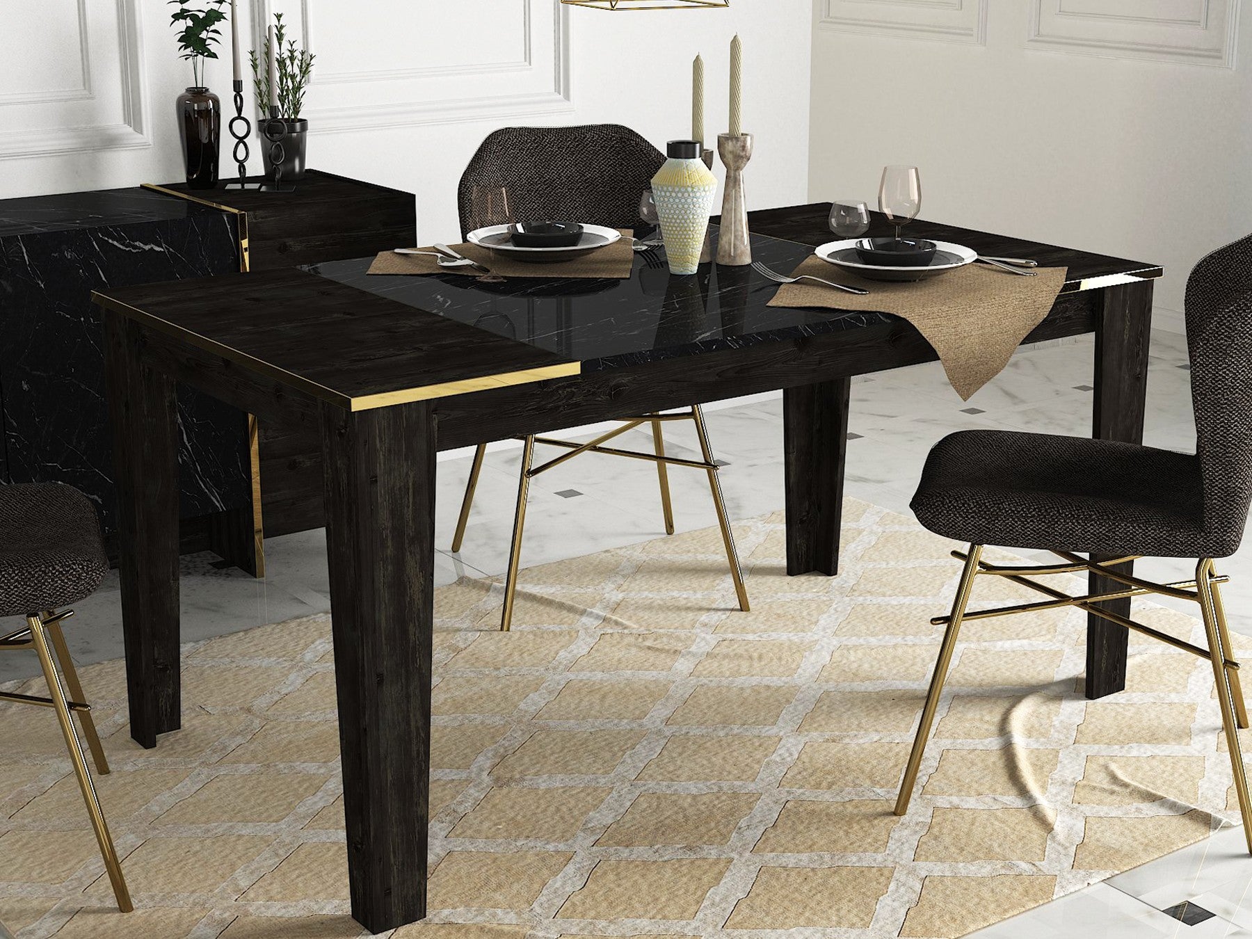 Mesa de jantar-Veyron-Preto
Dourado