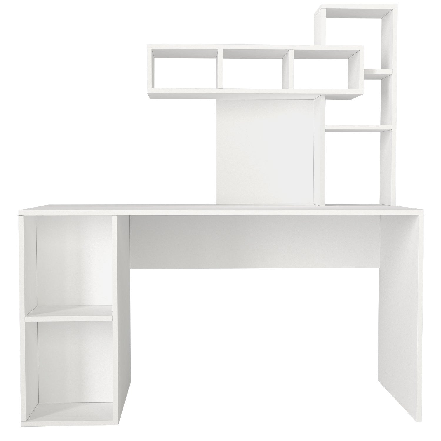 Secretária de Estudo – 140 cm x 153.8 cm x 60 cm – Branco e Dourado – Painel de Partículas