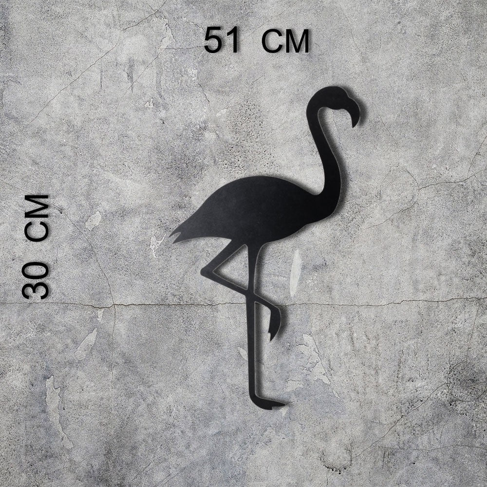 Silhueta de Flamingo em Metal Preto - Acessório Decorativo de Parede 51x30cm