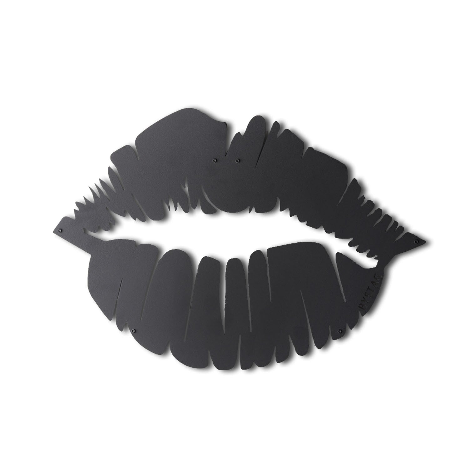 Acessório Decorativo de Parede "Lip" em Metal Preto - 35x49cm - Peça Artística para Decoração Interior