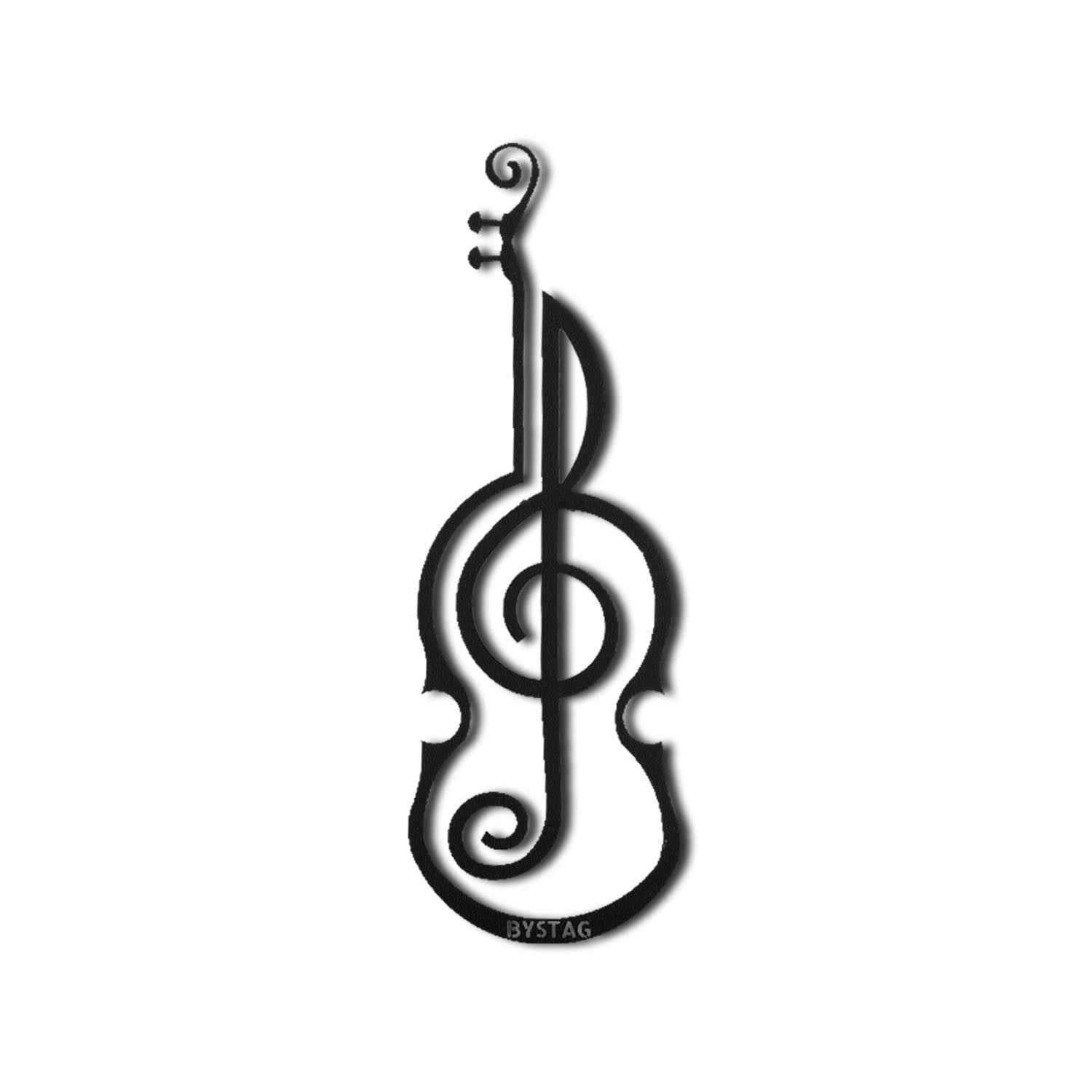Violino Decorativo de Metal Preto para Parede - Acessório Artístico 50x17cm