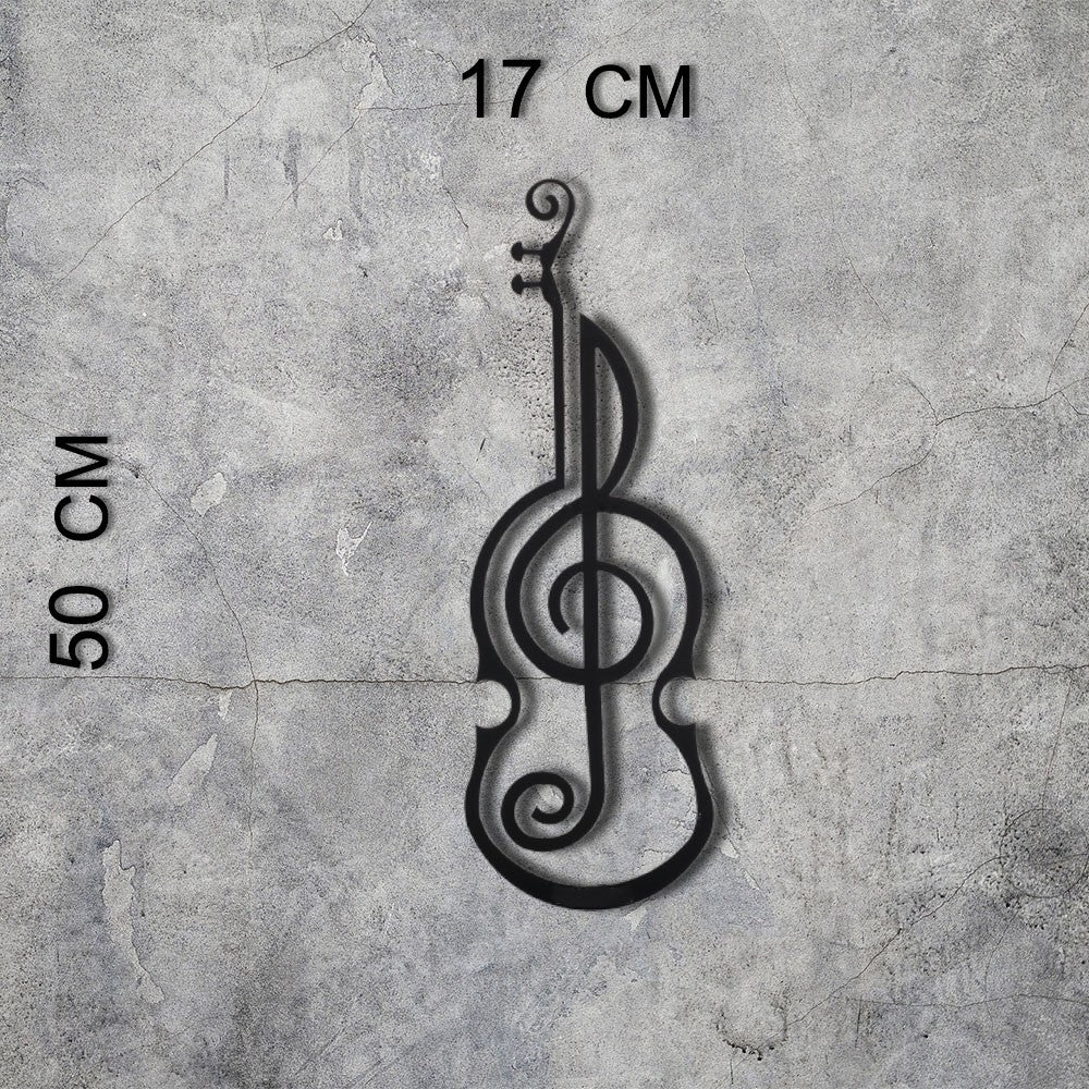 Violino Decorativo de Metal Preto para Parede - Acessório Artístico 50x17cm