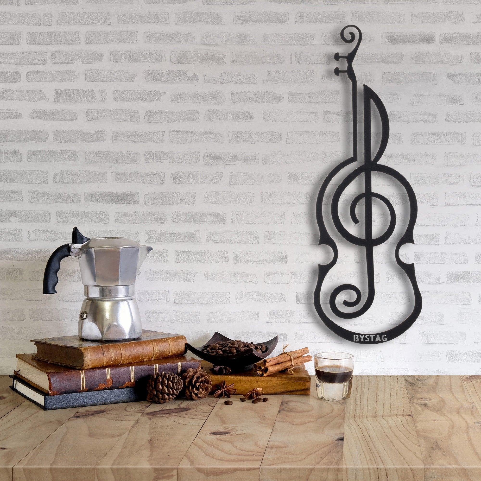Violino Decorativo de Metal Preto para Parede - Acessório Artístico 50x17cm