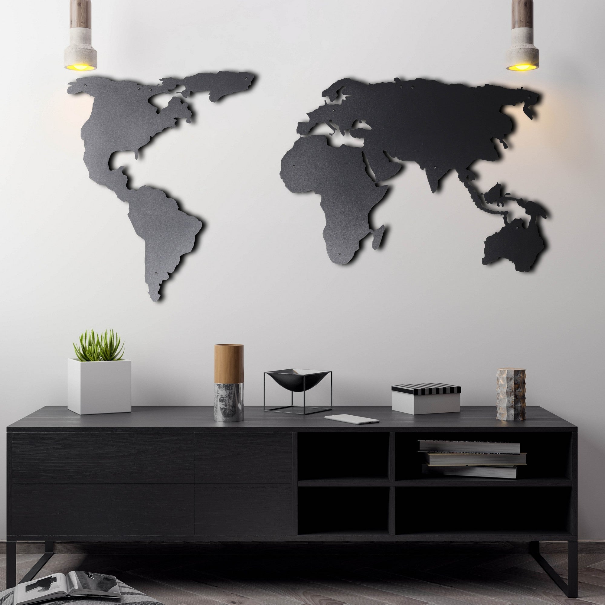 Acessório de parede decorativo de metal preto elegante, 60 x 120 cm | 100% metal (2 mm de espessura) | Fácil montagem na parede | Perfeito para decoração moderna de casa