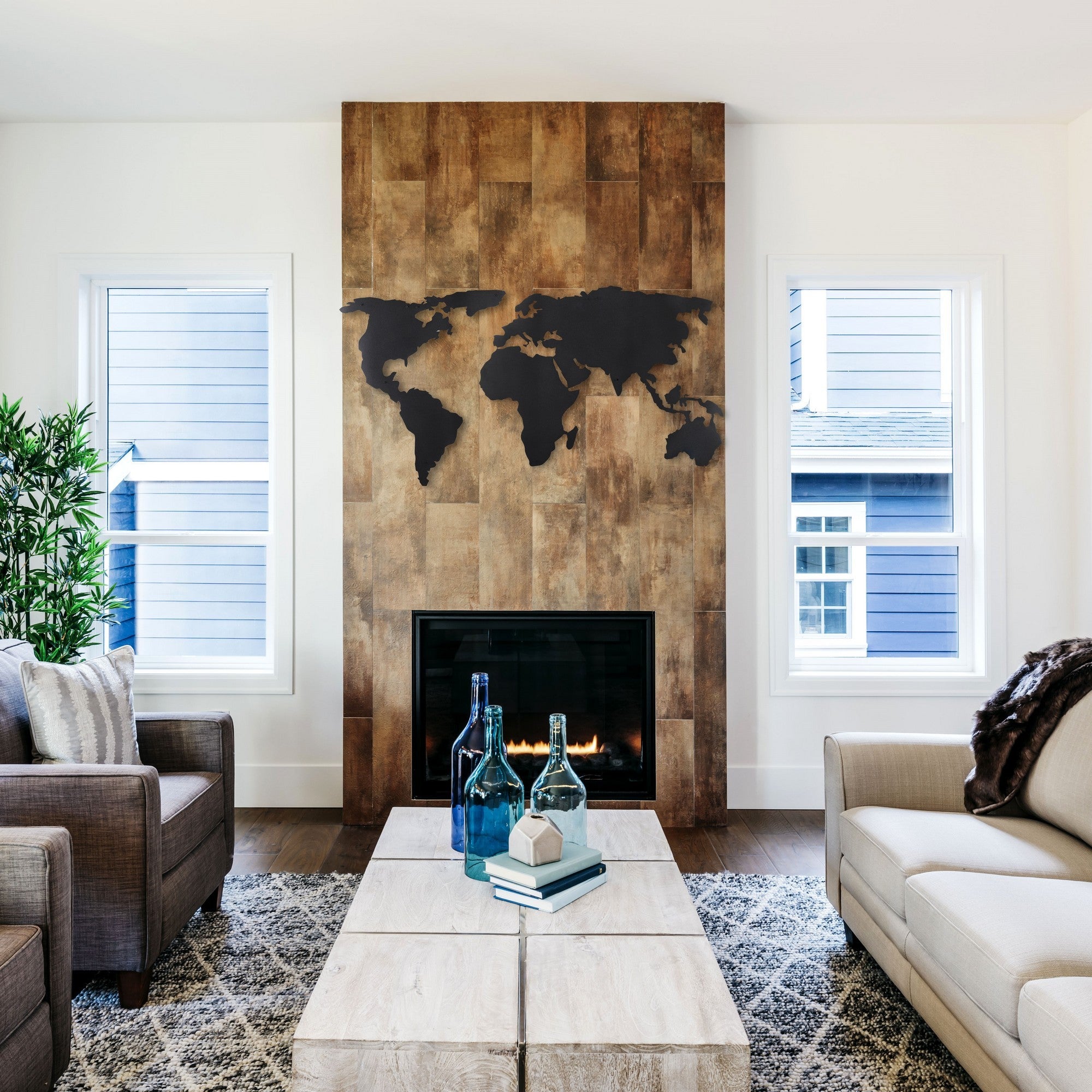 Acessório de parede decorativo de metal preto elegante, 60 x 120 cm | 100% metal (2 mm de espessura) | Fácil montagem na parede | Perfeito para decoração moderna de casa