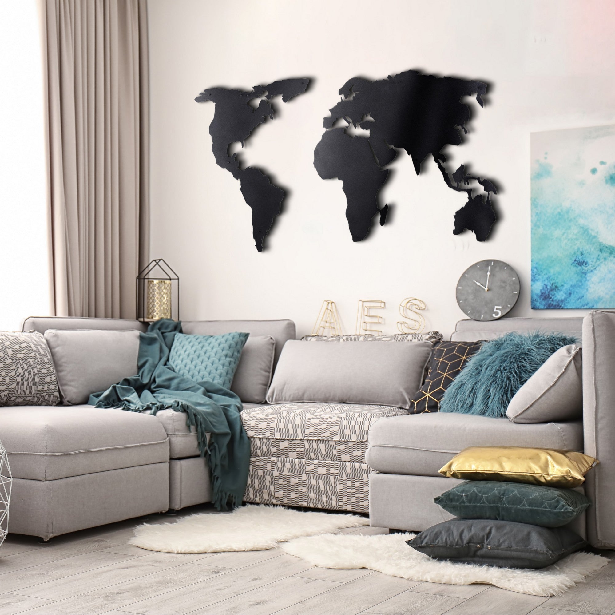 Acessório de parede decorativo de metal preto elegante, 85 x 170 cm | 100% metal, 2 mm de espessura | Fácil montagem na parede, perfeito para decoração moderna de casa
