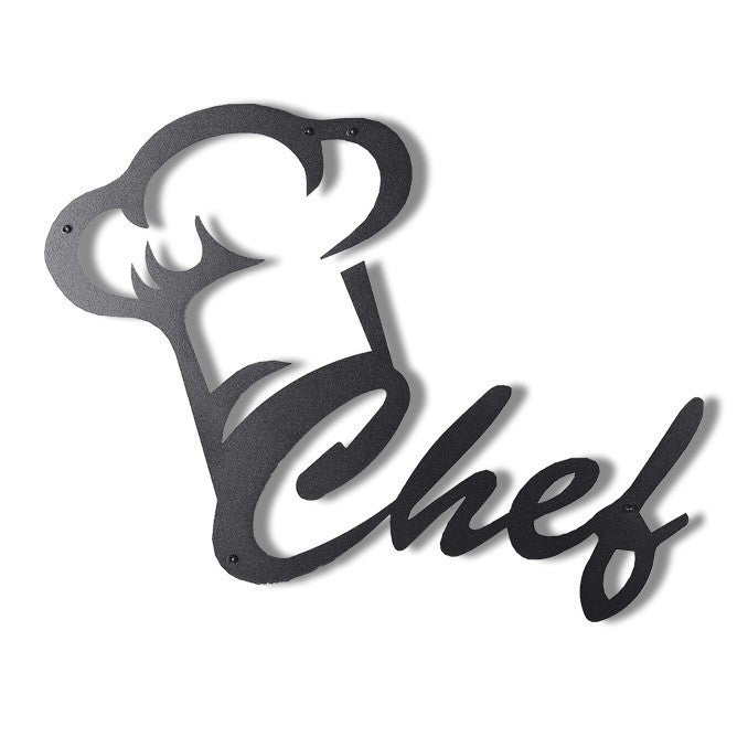Acessório Decorativo de Parede Chef em Metal Preto - 32x46cm