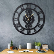 Relógio de parede decorativo de metal – 70 x 70 cm – preto – 100% metal