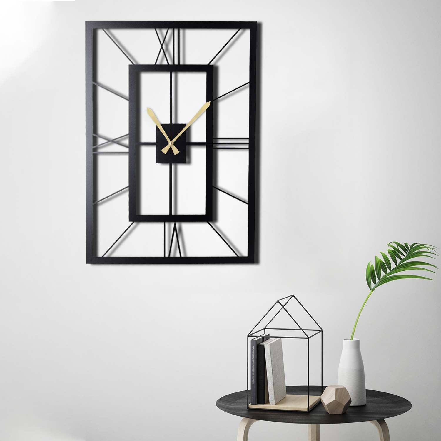 Relógio de parede decorativo – 70 x 49 cm – preto – metal