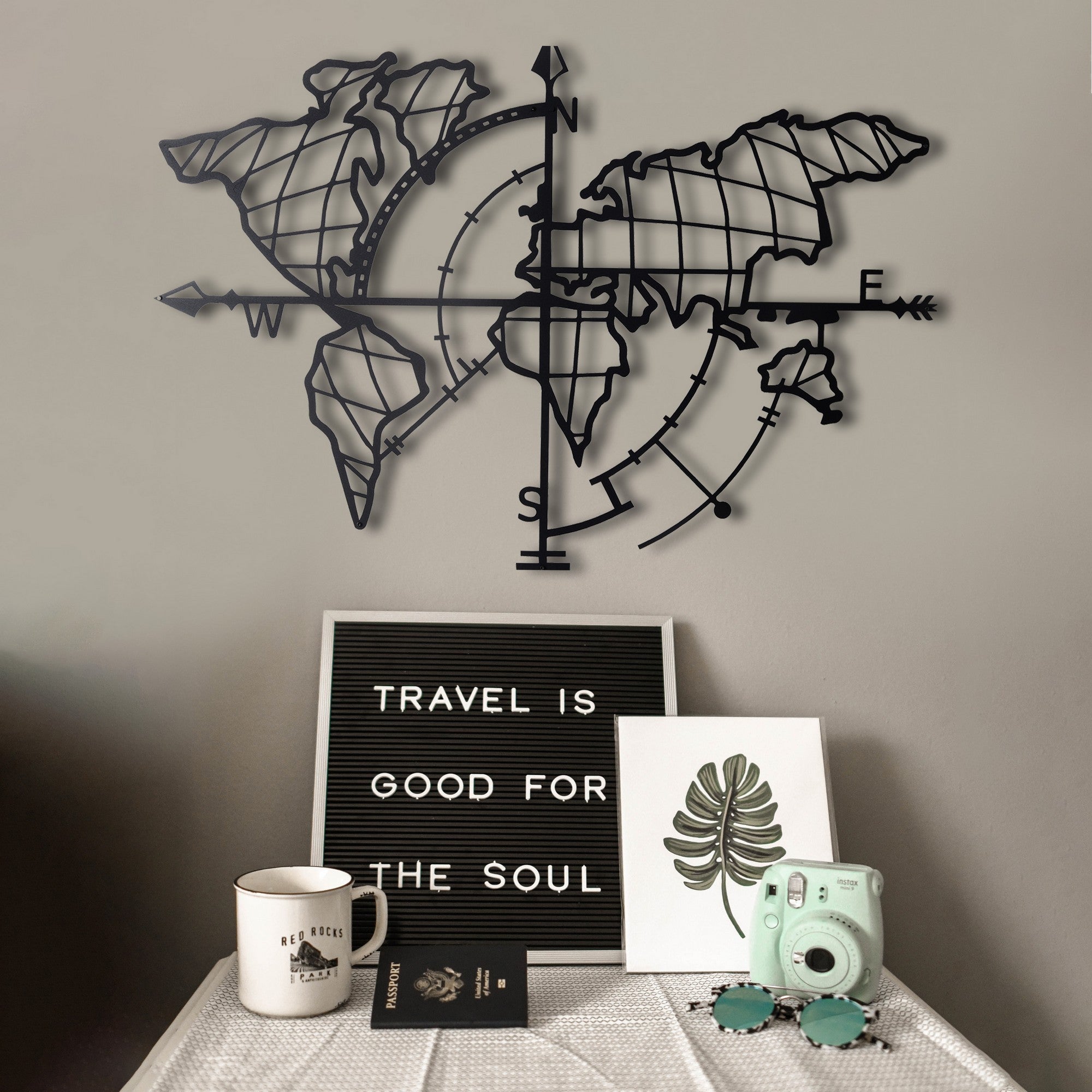 Acessório de parede decorativo de metal preto elegante, 65 x 95 cm | 100% metal, 2 mm de espessura | Fácil montagem na parede para decoração moderna de casa