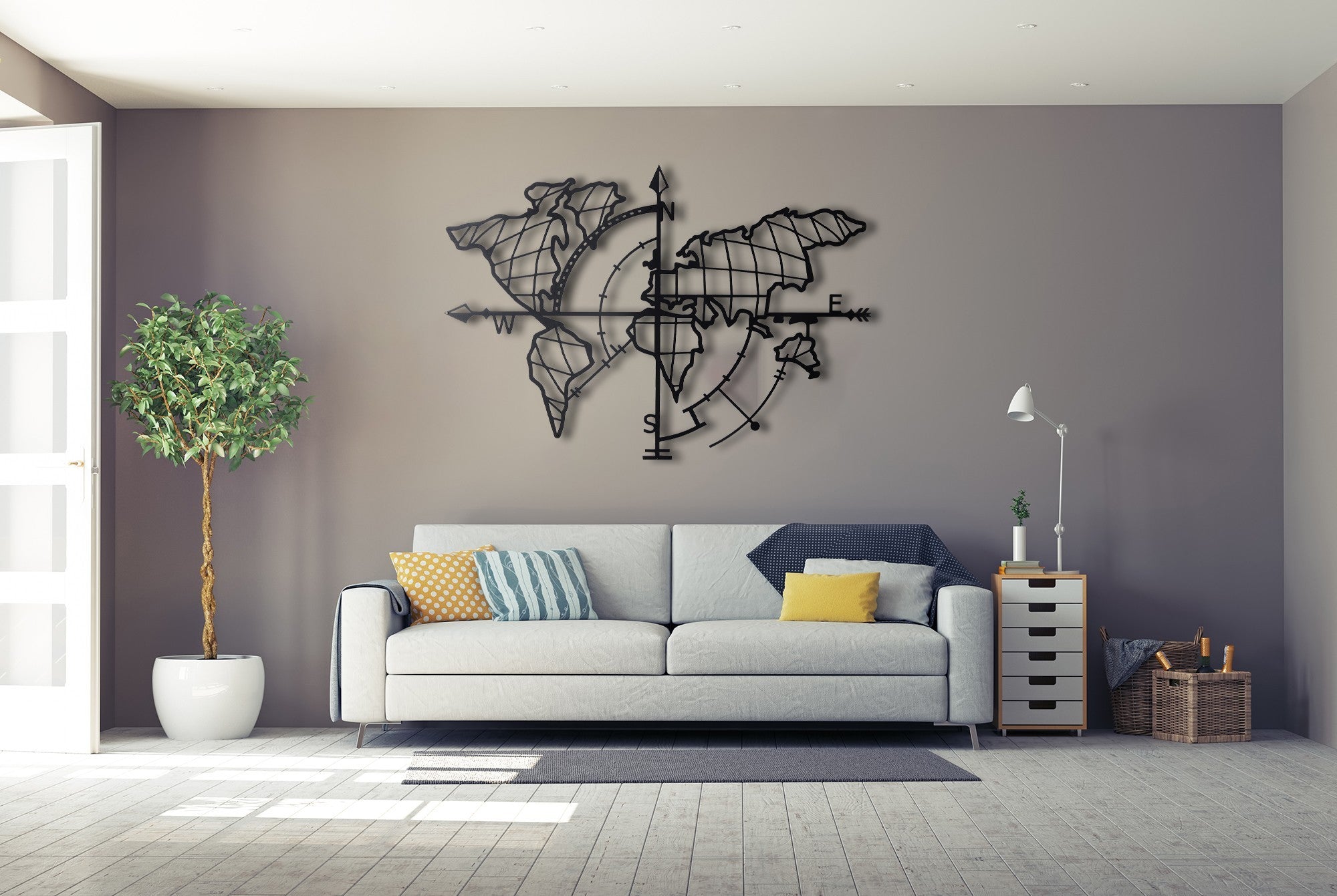 Acessório de parede decorativo de metal preto elegante, 65 x 95 cm | 100% metal, 2 mm de espessura | Fácil montagem na parede para decoração moderna de casa