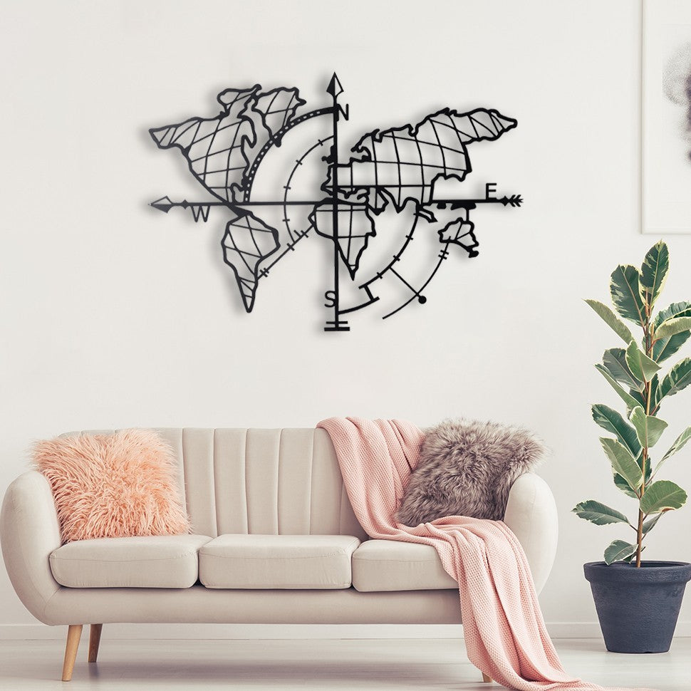 Acessório de parede decorativo de metal preto elegante, 65 x 95 cm | 100% metal, 2 mm de espessura | Fácil montagem na parede para decoração moderna de casa