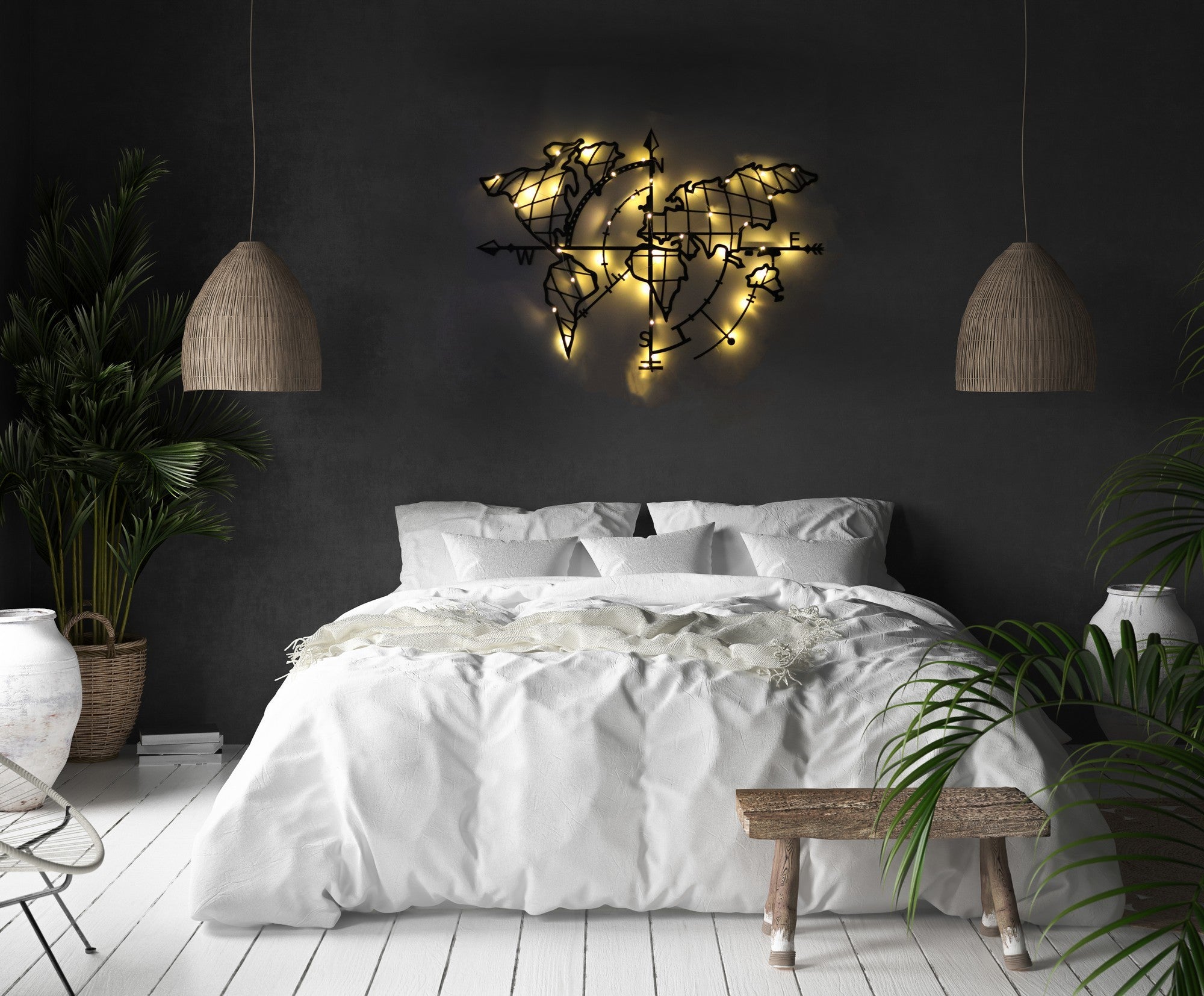 Acessório de parede decorativo de metal preto elegante, 65 x 95 cm | 100% metal, 2 mm de espessura | Fácil montagem na parede para decoração moderna de casa