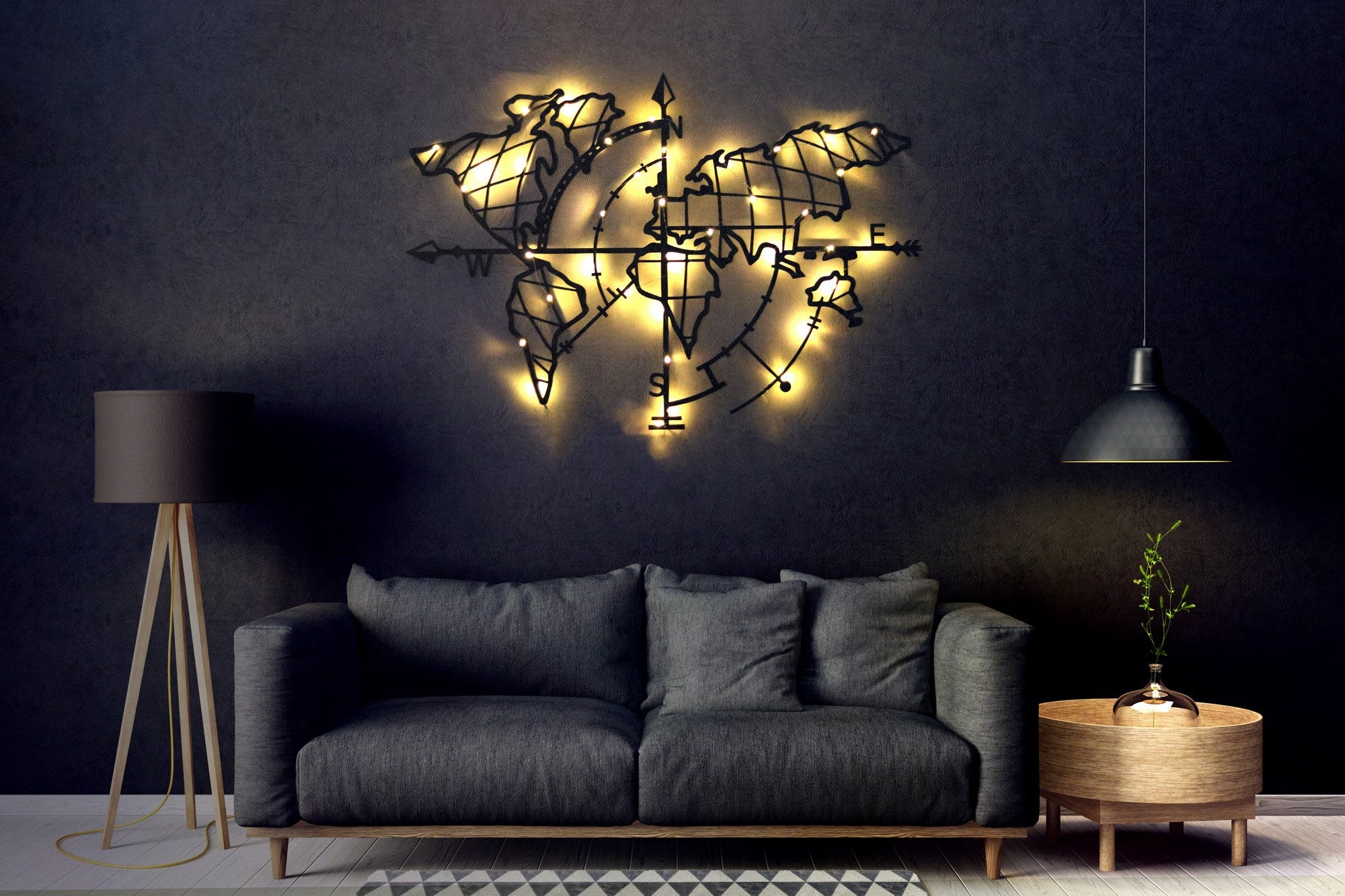 Acessório de parede decorativo de metal preto elegante, 65 x 95 cm | 100% metal, 2 mm de espessura | Fácil montagem na parede para decoração moderna de casa