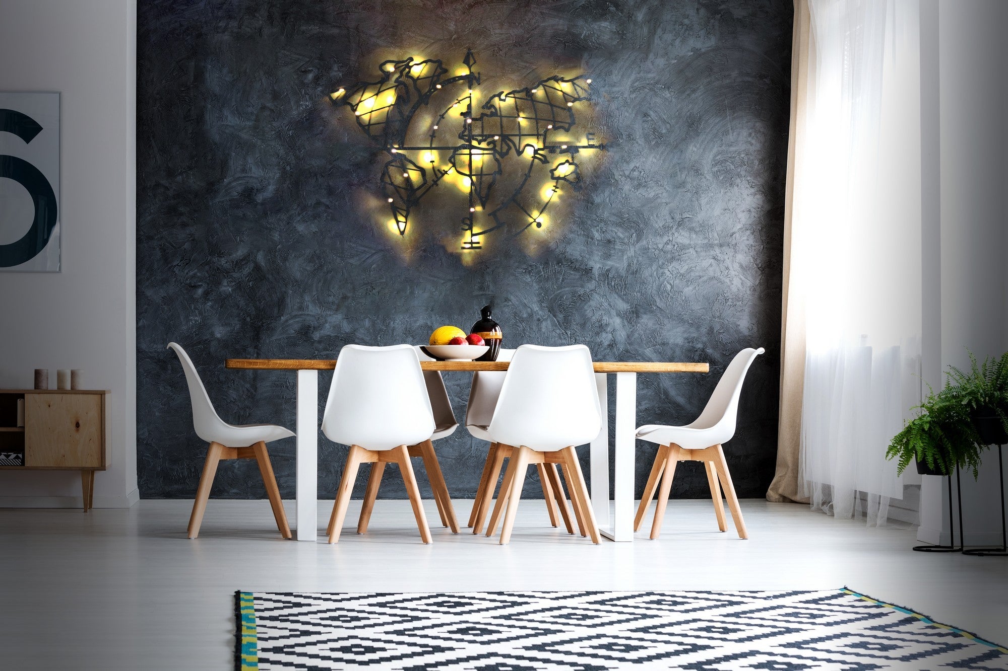 Acessório de parede decorativo de metal preto elegante, 65 x 95 cm | 100% metal, 2 mm de espessura | Fácil montagem na parede para decoração moderna de casa