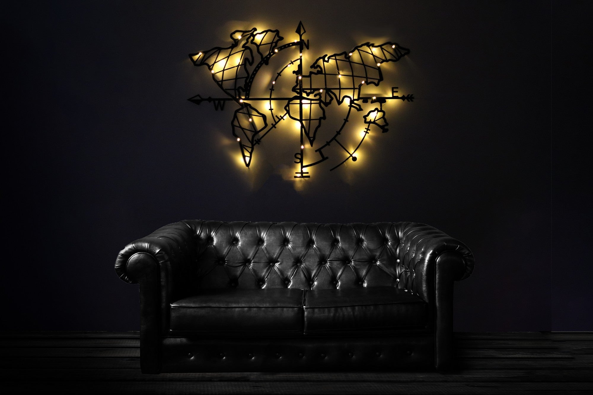 Acessório de parede decorativo de metal preto elegante, 65 x 95 cm | 100% metal, 2 mm de espessura | Fácil montagem na parede para decoração moderna de casa
