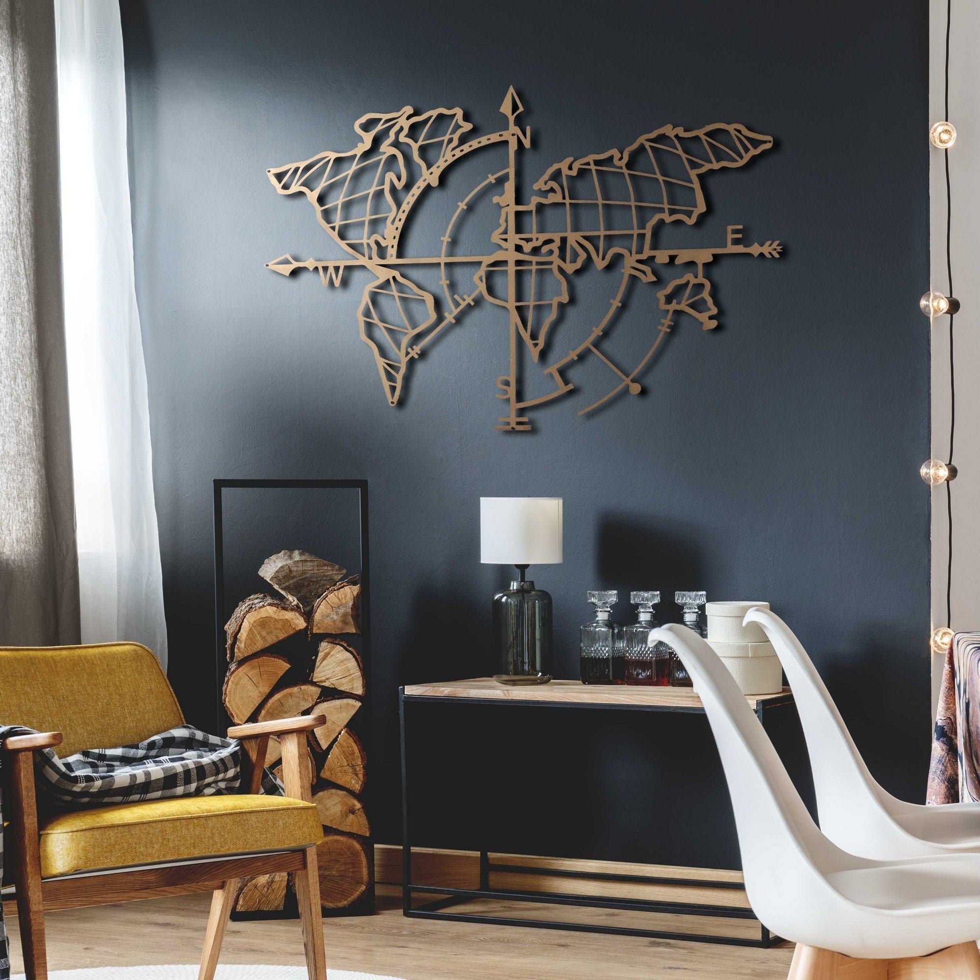 Acessório Decorativo de Parede – 65 x 95 cm – Dourado – Metal