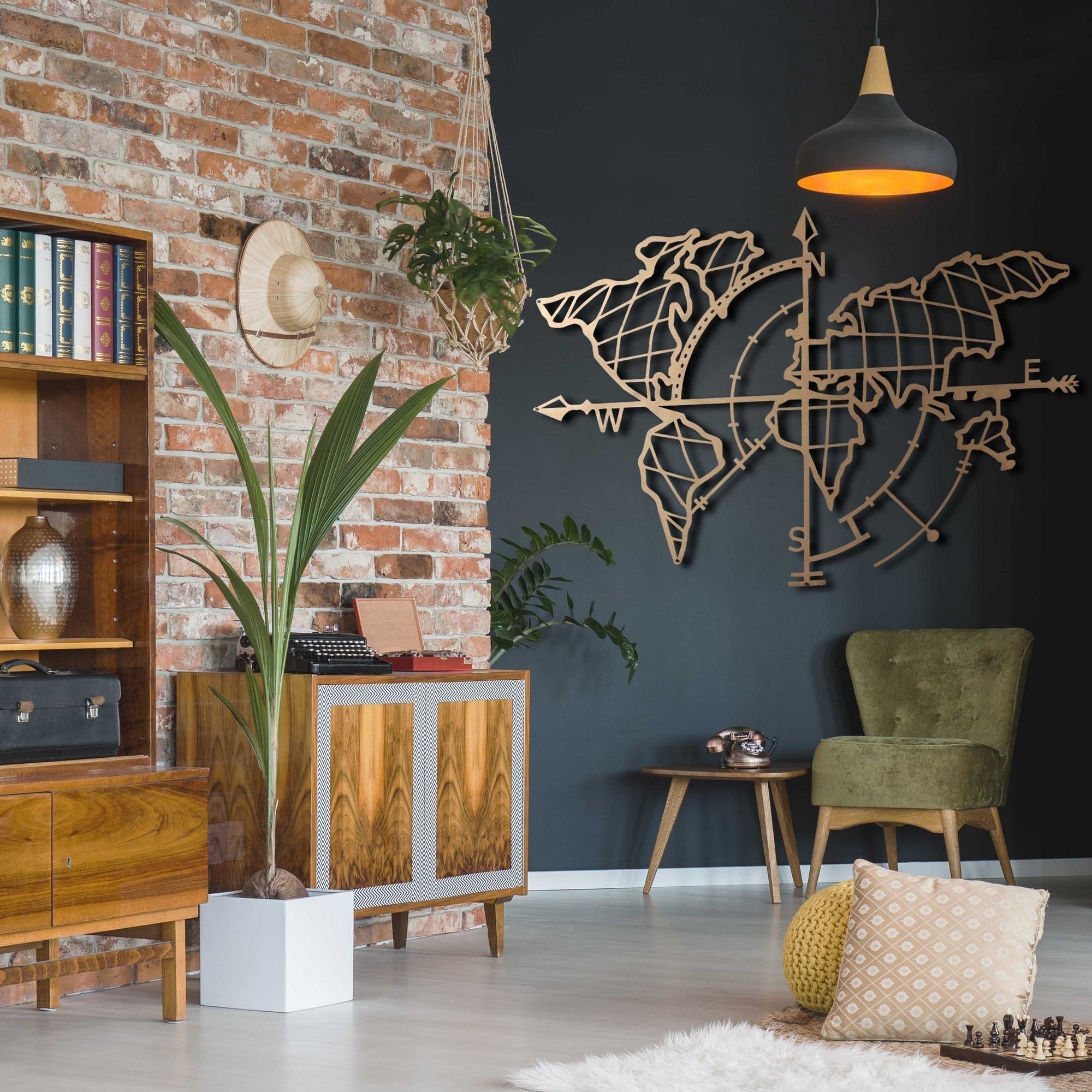 Acessório Decorativo de Parede – 65 x 95 cm – Dourado – Metal