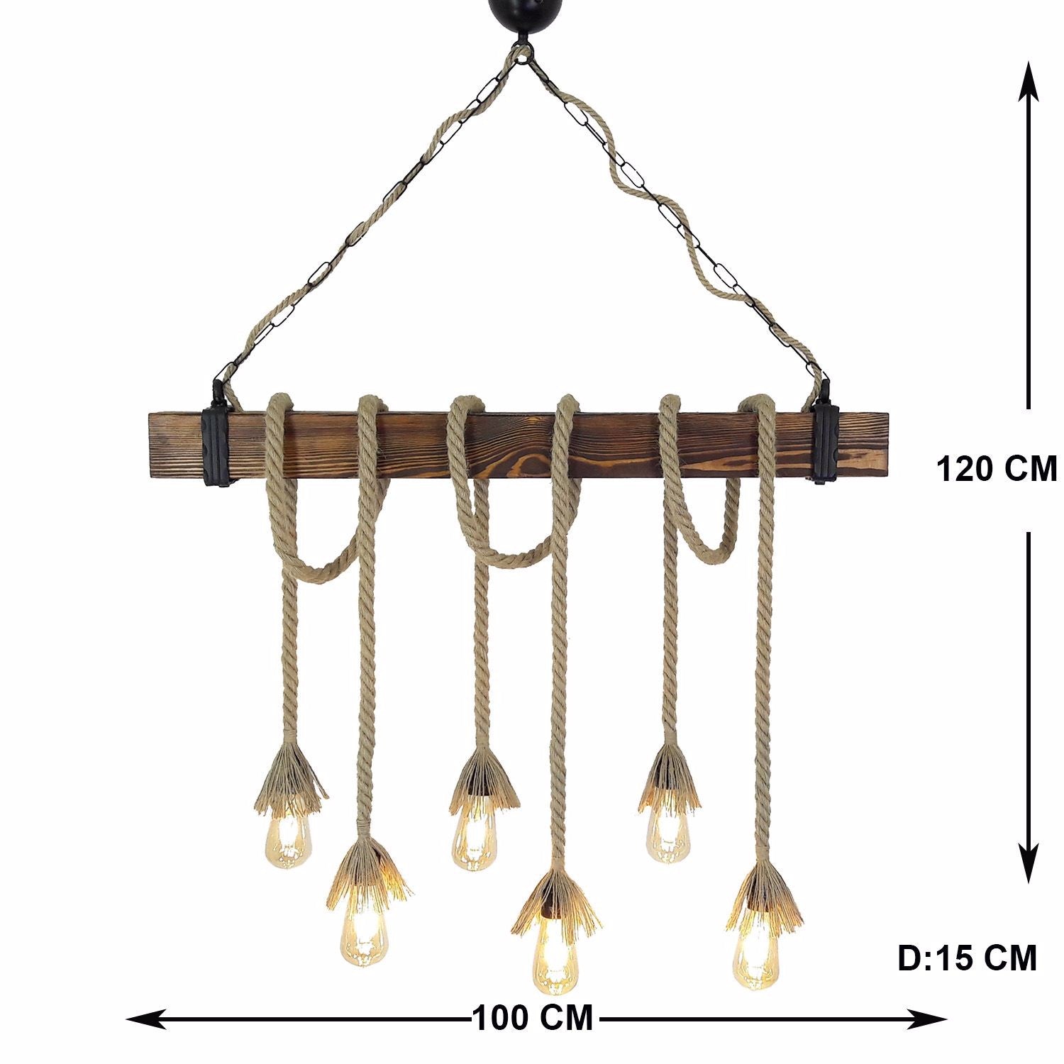 Candeeiro de Teto – 100 x 120 x 15 cm – Nogueira – 100% Pinho Maciço