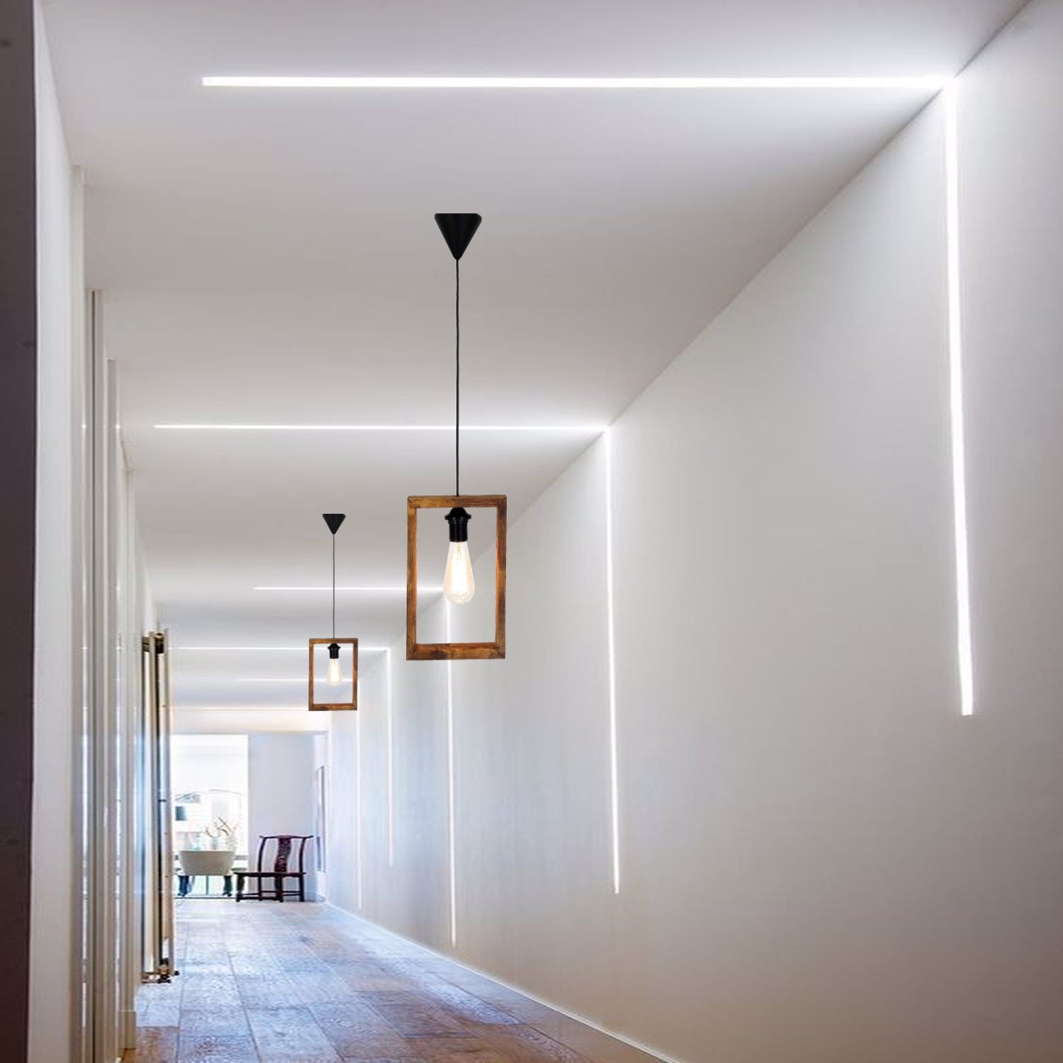 Candeeiro de Teto – 20 x 4,5 x 80 cm – Nogueira – 100% Pinho Maciço