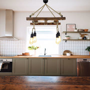 Candeeiro de Teto – 80 x 34 x 60 cm – Nogueira – Pinho maciço