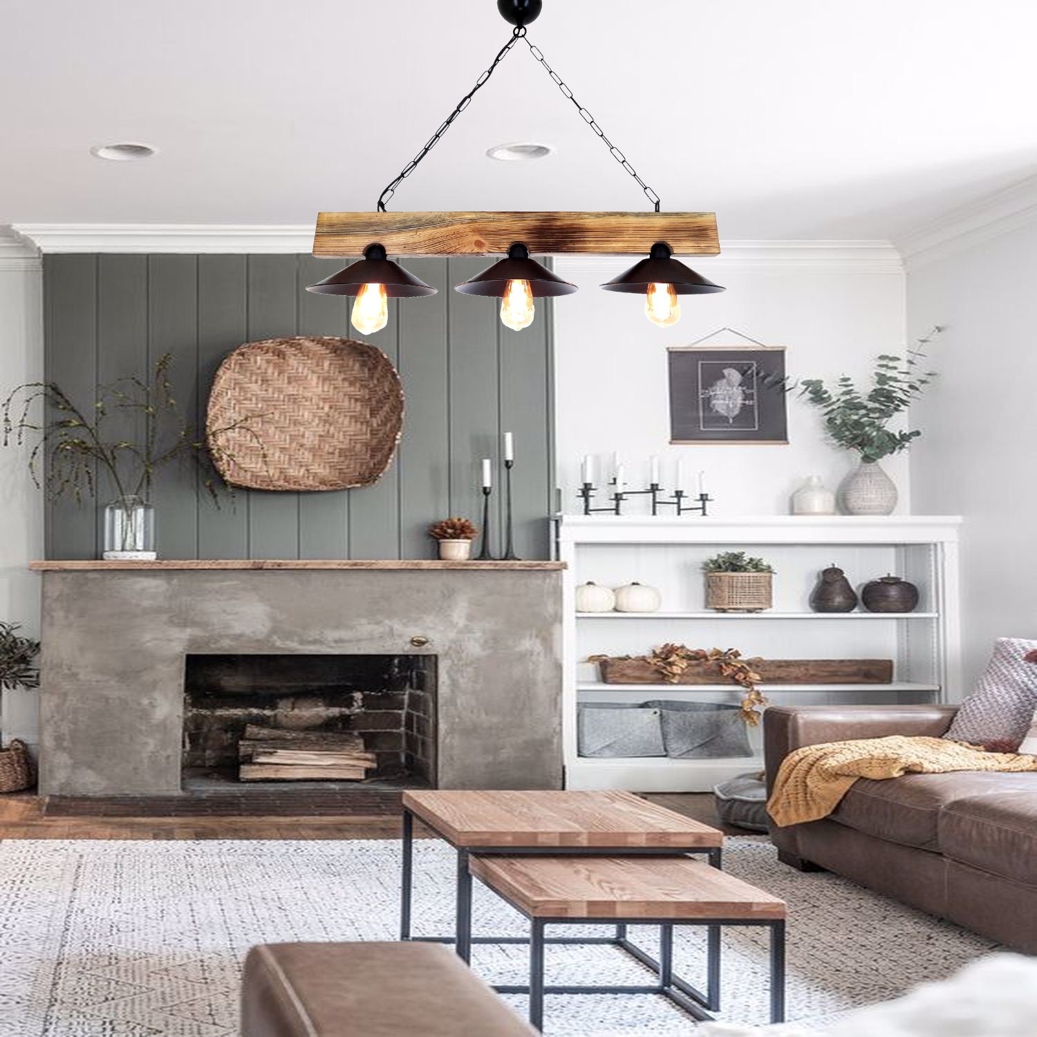 Candeeiro de Teto moderno – 80 x 22 x 65 cm – nogueira e preto – 100% abeto