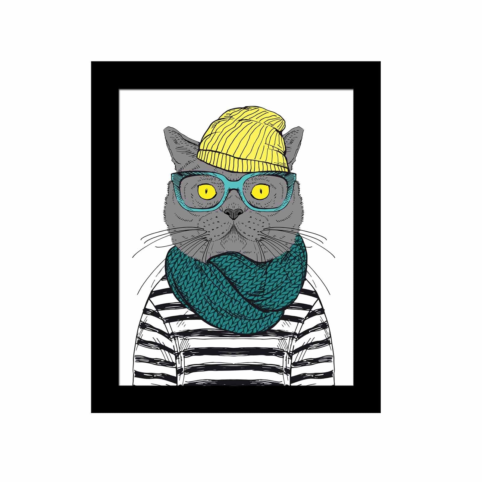 Quadro Decorativo MDF Emoldurado Multicolor 23,5x28,5cm - Arte Moderna para Decoração de Interiores