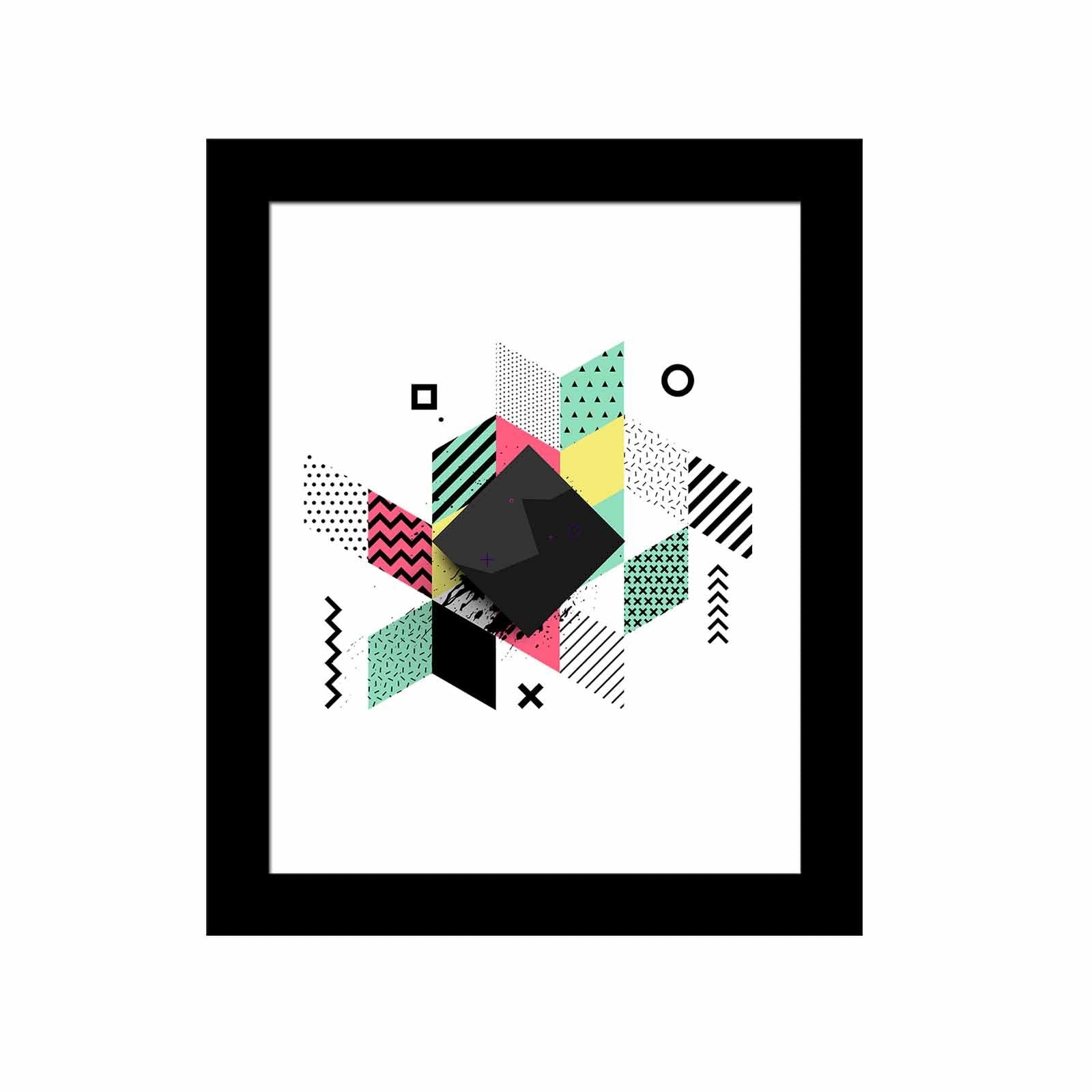 Quadro Decorativo MDF Emoldurado Multicolor SCT-034 - Arte Moderna para Decoração de Interiores 23,5x28,5cm