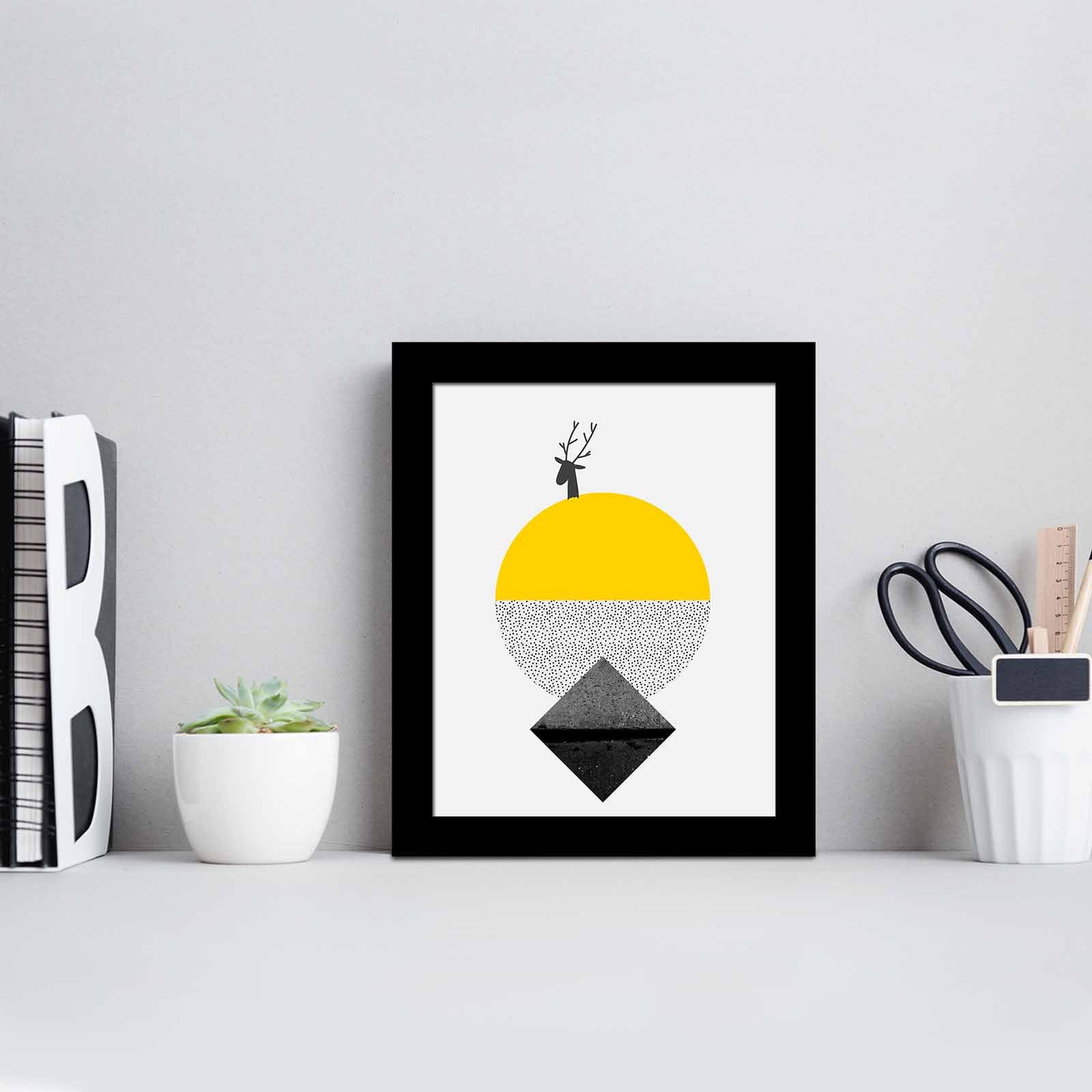 Quadro Decorativo MDF Emoldurado Multicolor 23,5x28,5cm - Arte Moderna para Decoração de Interiores