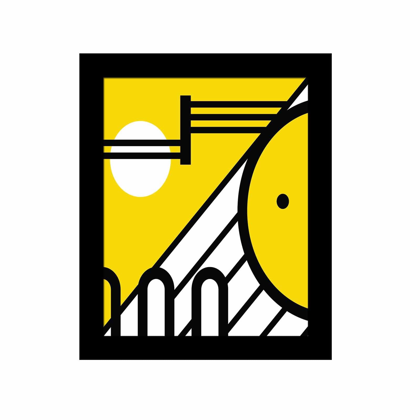 Quadro Decorativo MDF Emoldurado Multicolor 23,5x28,5cm - Arte Moderna para Decoração de Interiores