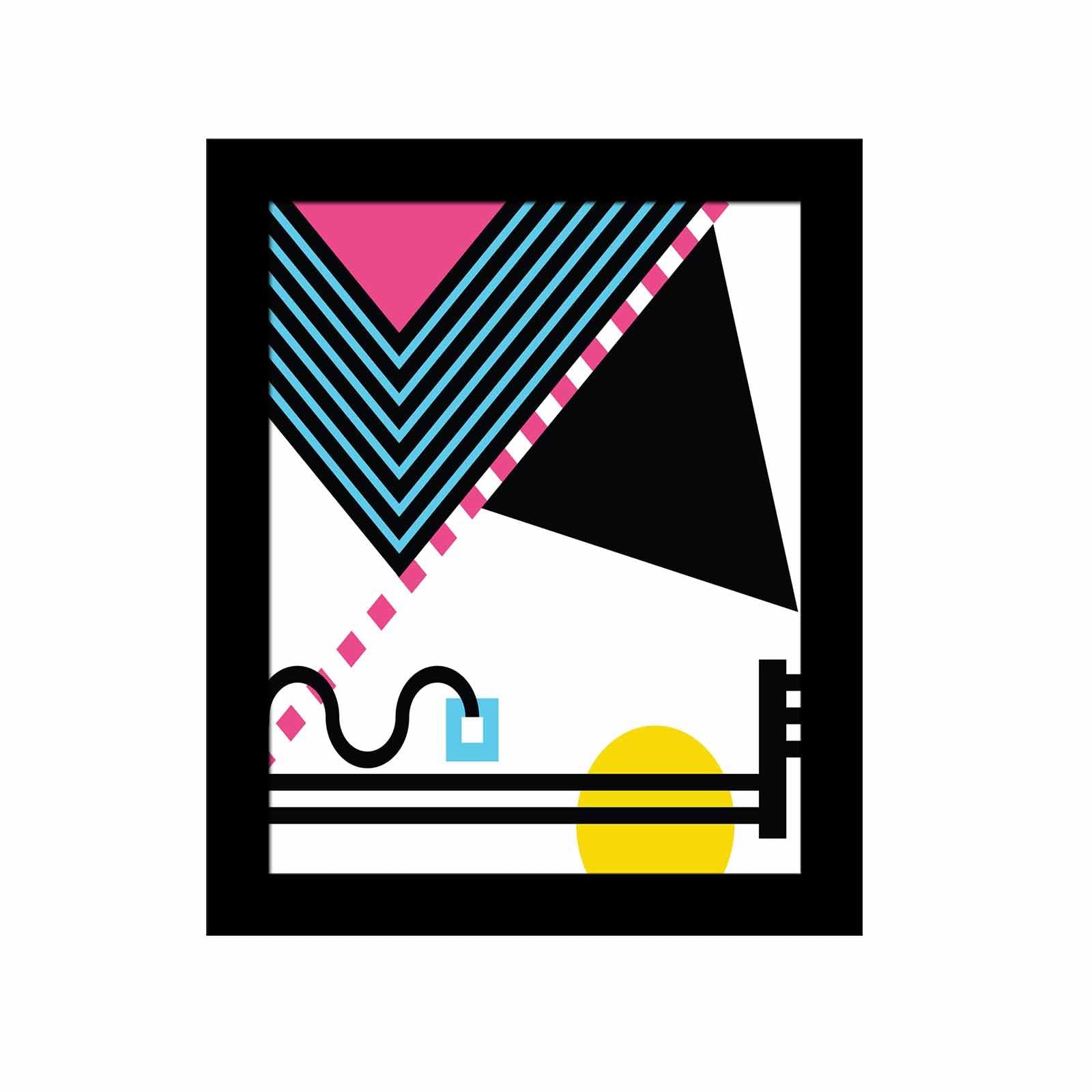 Quadro Decorativo MDF Emoldurado Multicolor SCT-039 - Arte Moderna para Decoração de Interiores 23,5x28,5cm