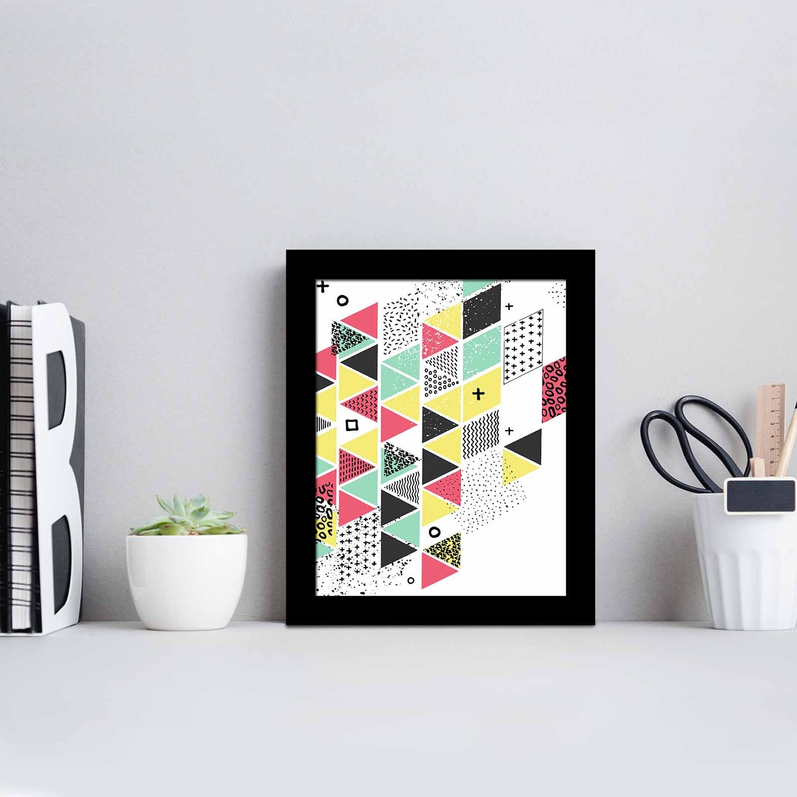 Quadro Decorativo MDF Emoldurado Multicolor SCT-065 - Arte Moderna para Decoração de Interiores 23,5x28,5cm