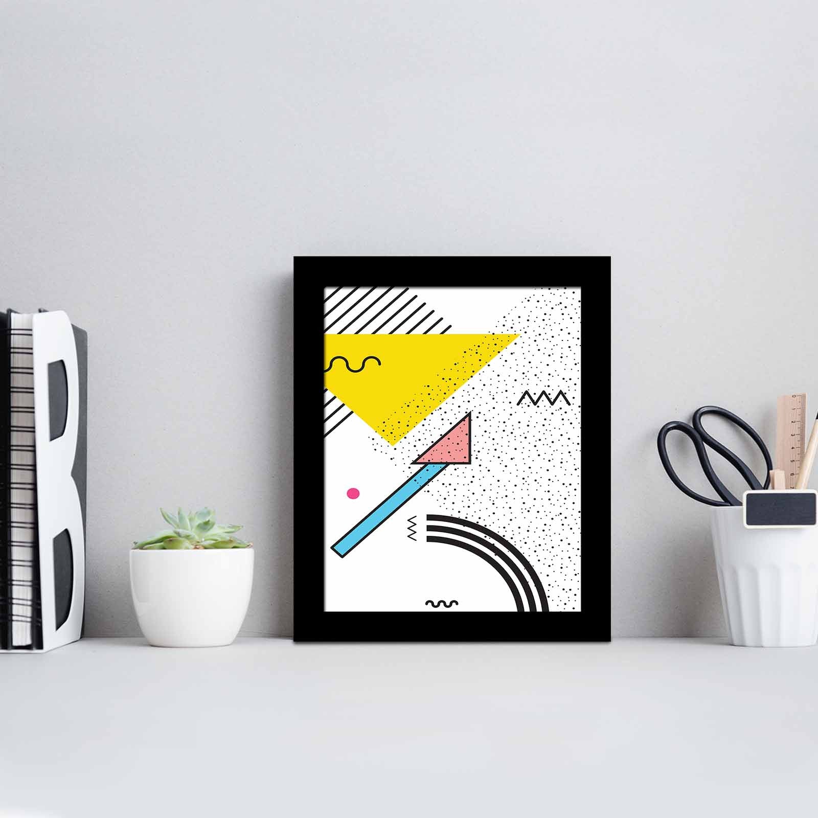 Quadro Decorativo MDF Emoldurado Multicolor SCT-073 - Arte Moderna para Decoração de Interiores 23,5x28,5cm