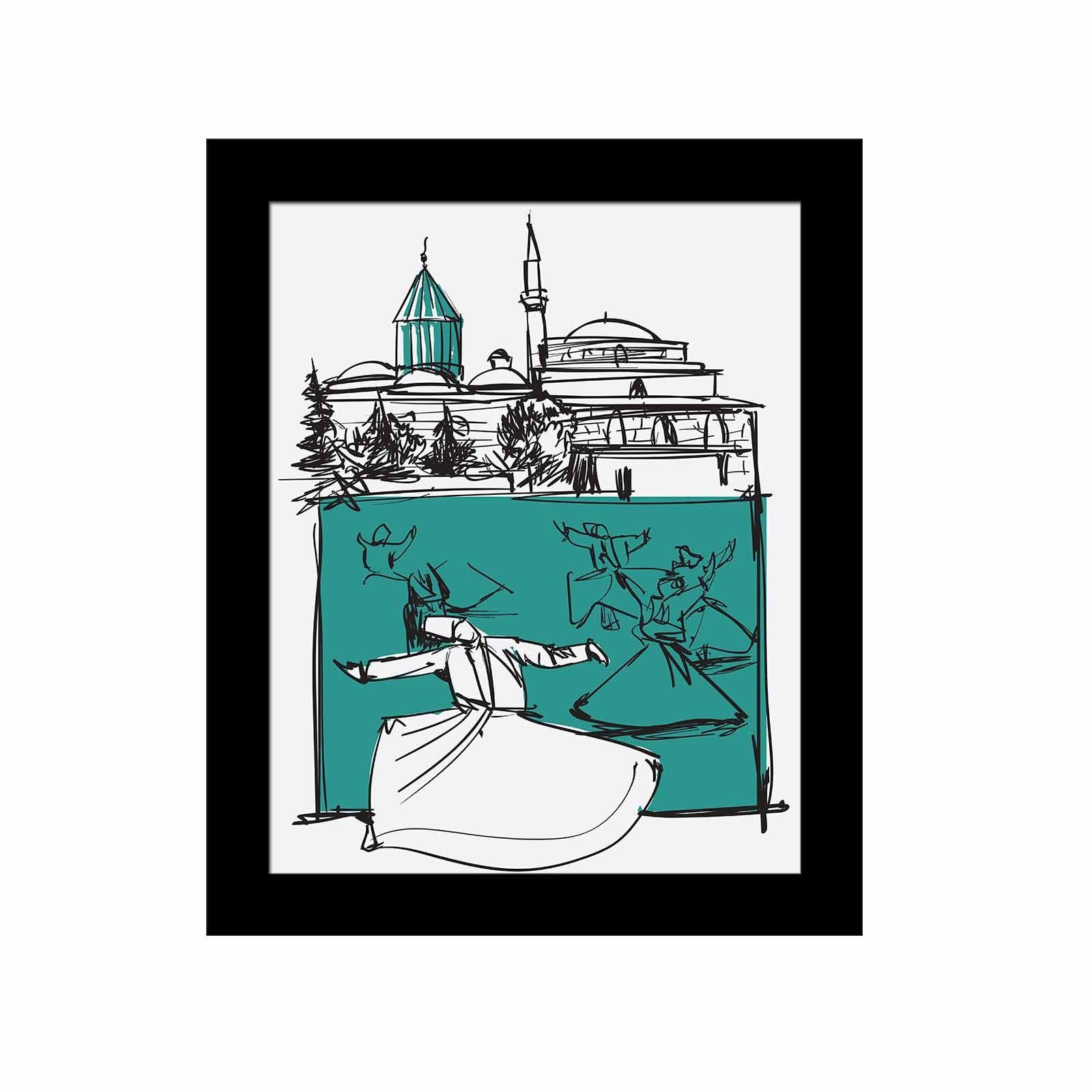 Quadro Decorativo MDF Emoldurado Multicolor SCT-077 - Arte Moderna para Decoração de Interiores 23,5x28,5cm