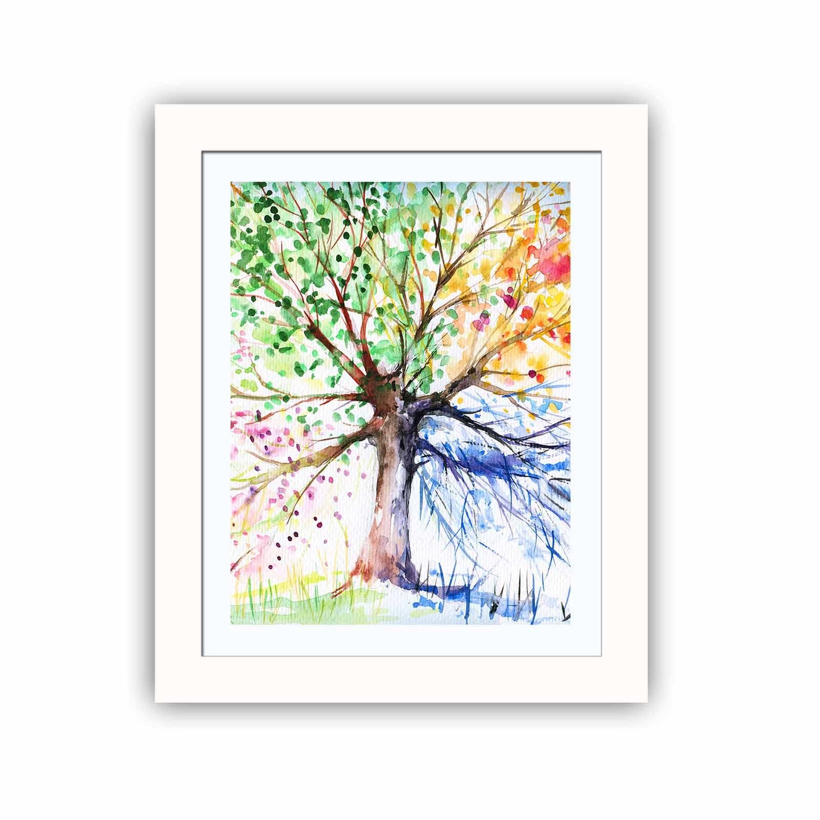 Quadro Decorativo MDF Emoldurado Multicolor BCT-004 - Arte Moderna para Decoração de Interiores 23,5x28,5cm