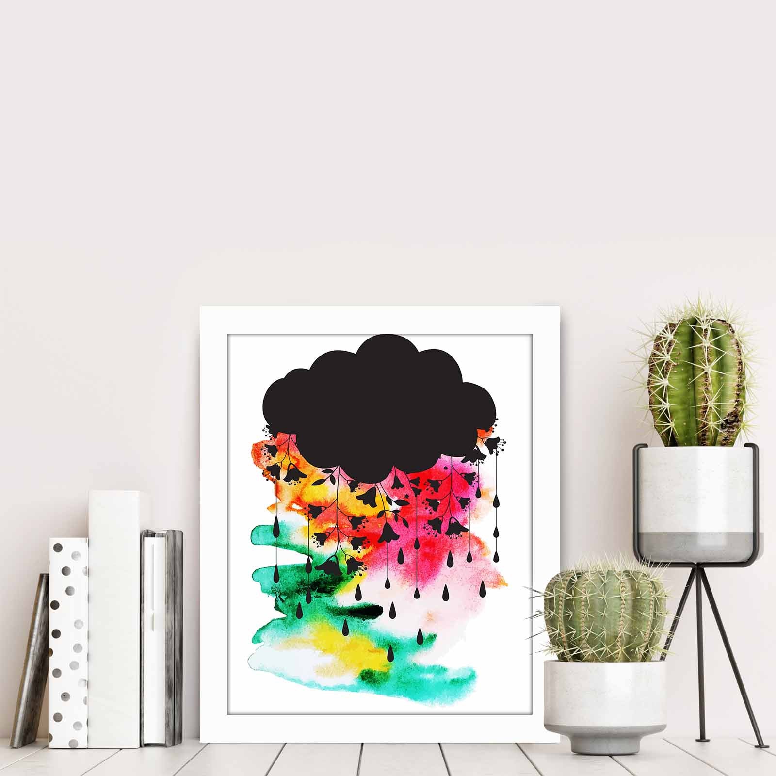 Quadro Decorativo MDF Emoldurado Multicolor BCT-018 - Arte Moderna para Decoração de Interiores 23,5x28,5cm