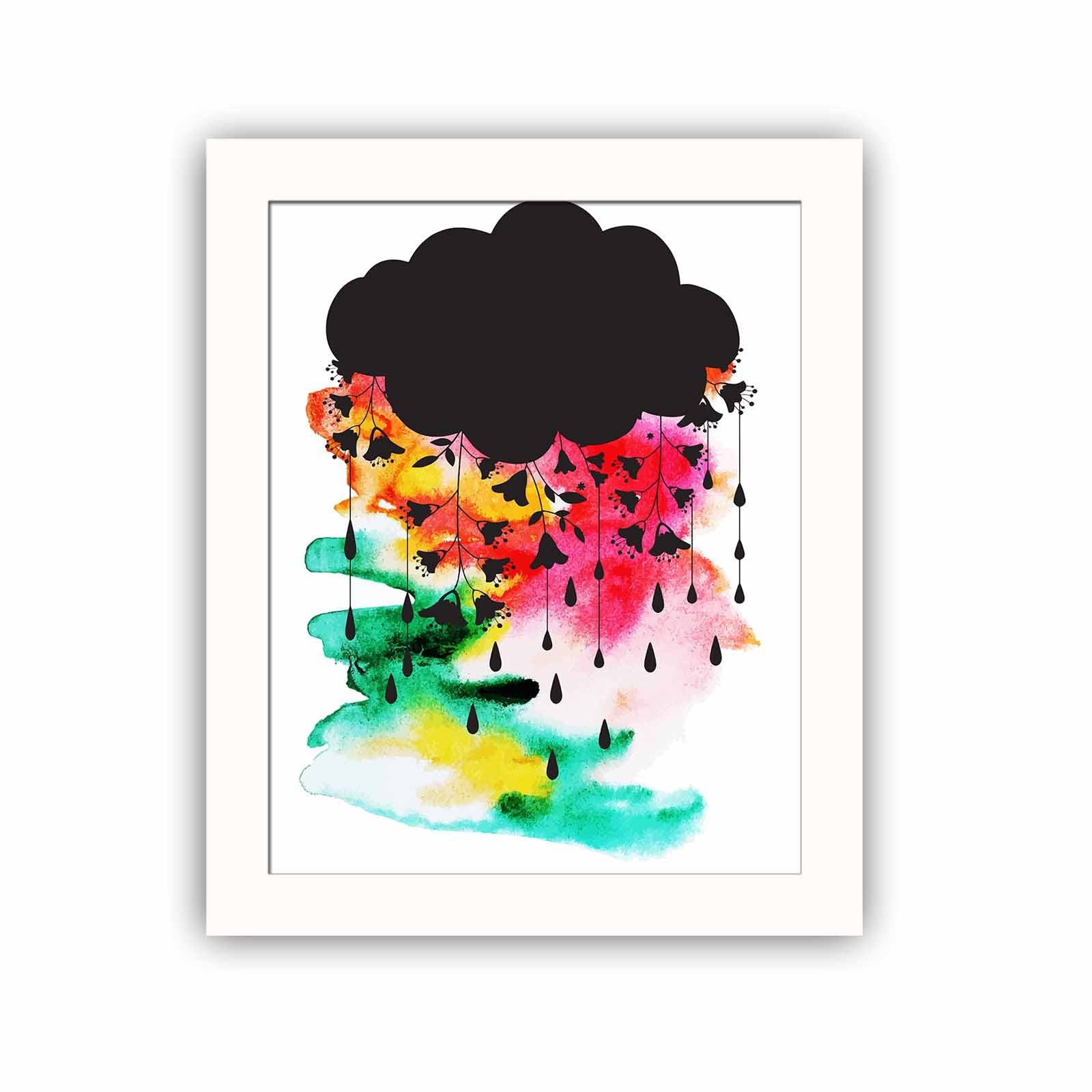 Quadro Decorativo MDF Emoldurado Multicolor BCT-018 - Arte Moderna para Decoração de Interiores 23,5x28,5cm