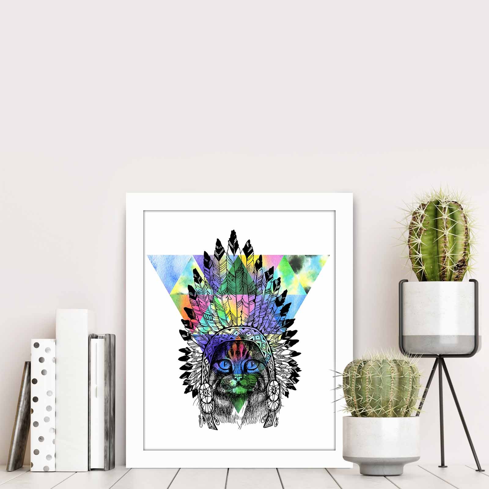 Quadro Decorativo MDF Emoldurado Multicolor 23,5x28,5cm - Arte Moderna para Decoração de Interiores