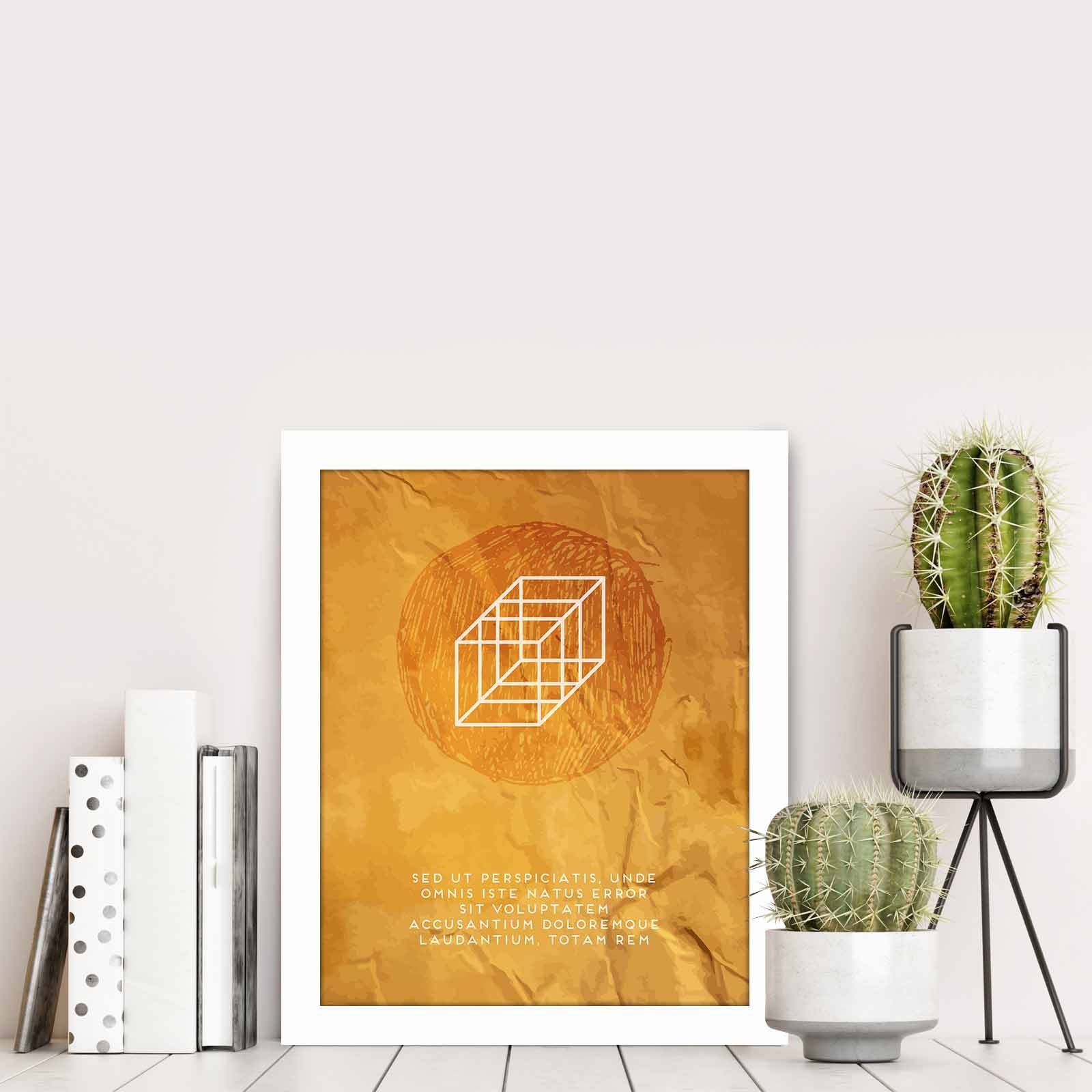 Quadro Decorativo MDF Emoldurado Multicolor BCT-030 - Arte Moderna para Decoração de Interiores 23,5x28,5cm